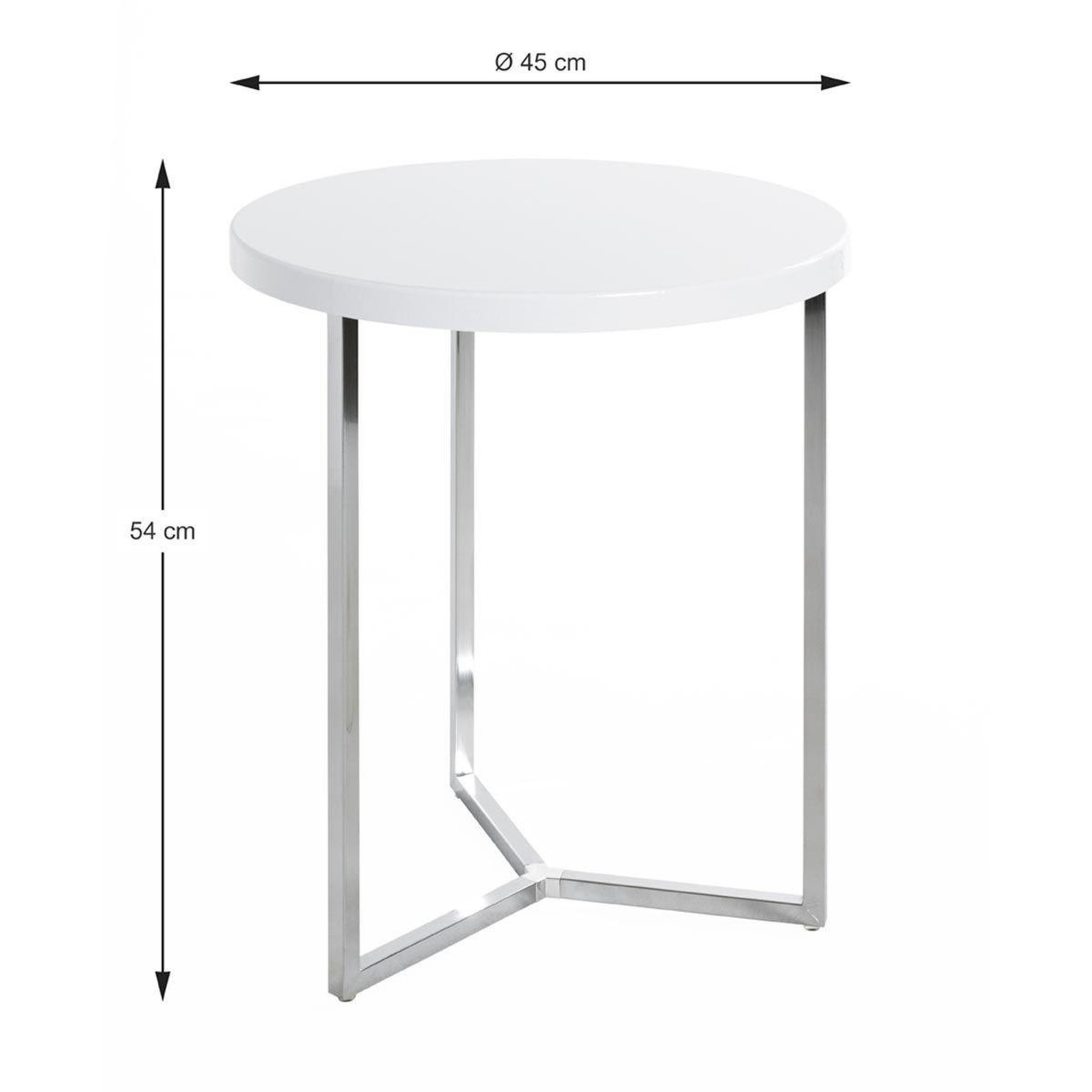 Voir la diapositive 2 : Paris Prix Table d'Appoint  Lucinda  54cm Blanc & Chromé