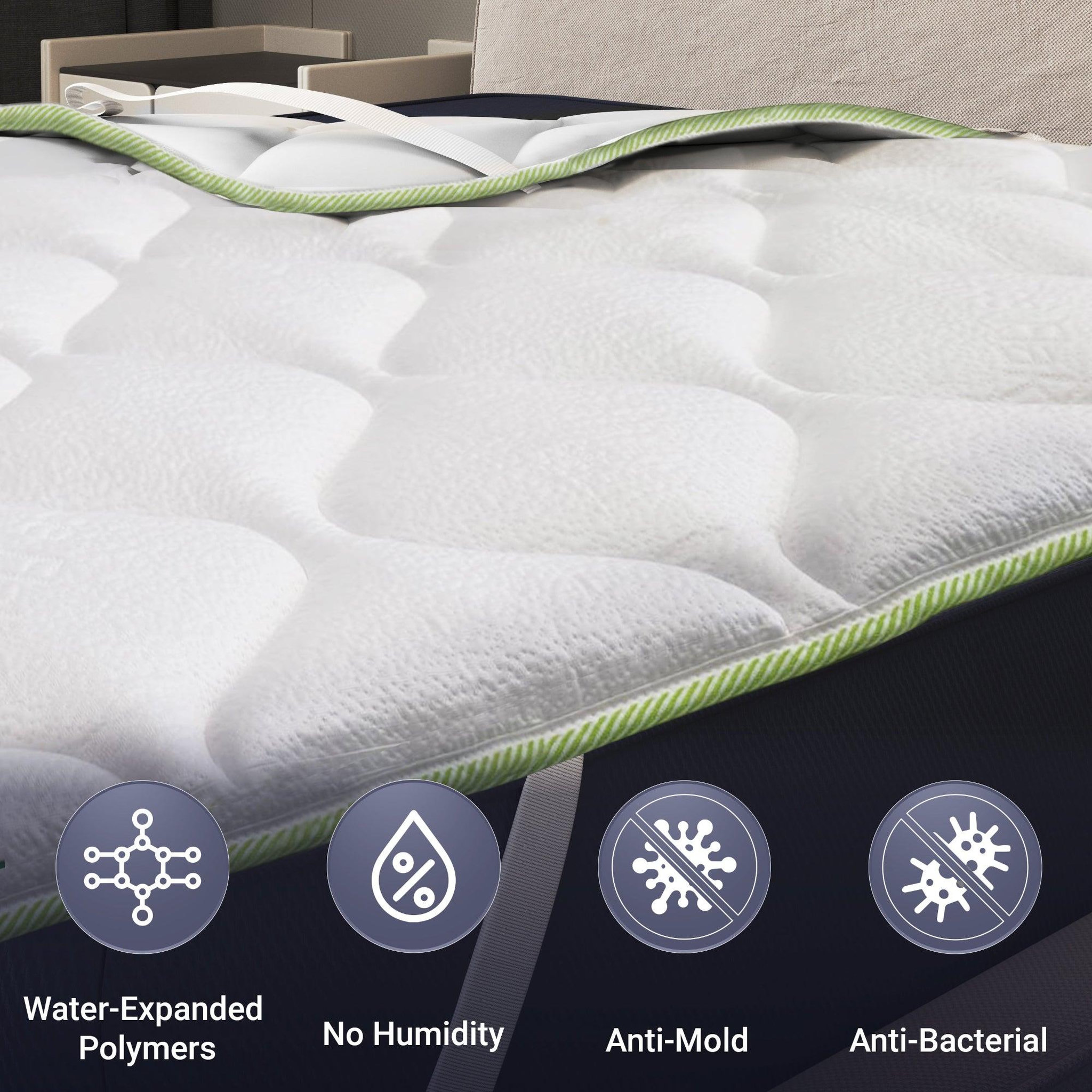 Voir la diapositive 6 : THE WHITE STONE Surmatelas Rafraîchissant 80x190 cm avec Élastiques | Correcteur de Matelas avec Technologie Cooler | Hauteur 4 cm