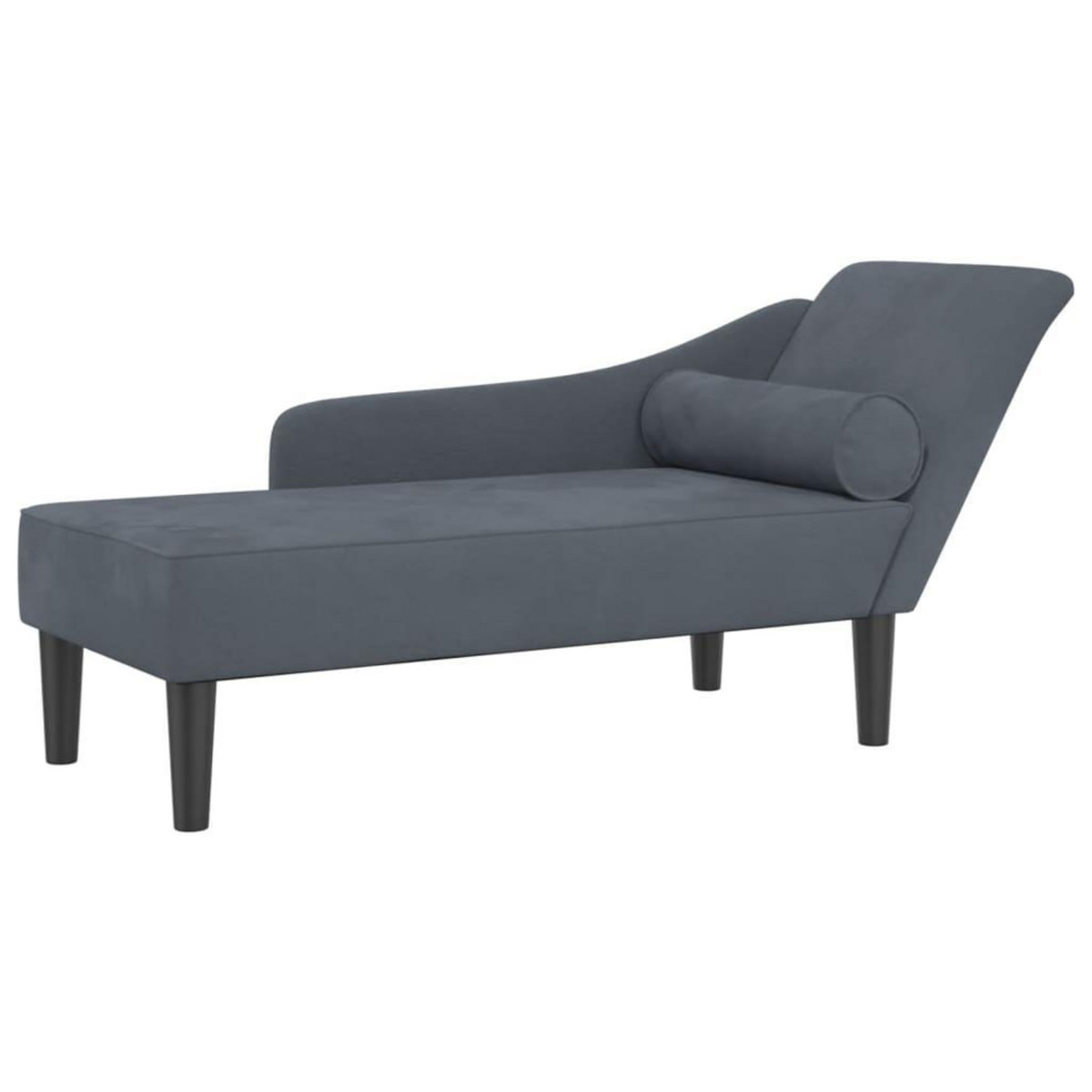 VIDAXL Chaise longue avec coussins gris fonce velours