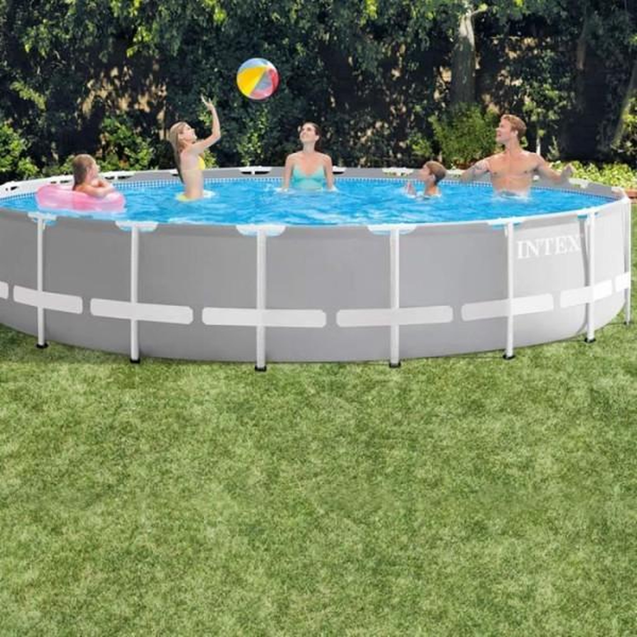Voir la diapositive 3 : INTEX Kit Piscine hors sol tubulaire INTEX - Pris Frame - 610 x 132 cm - Ronde (Pompe, bâche, tapis de sol et échelle) - 26756NP