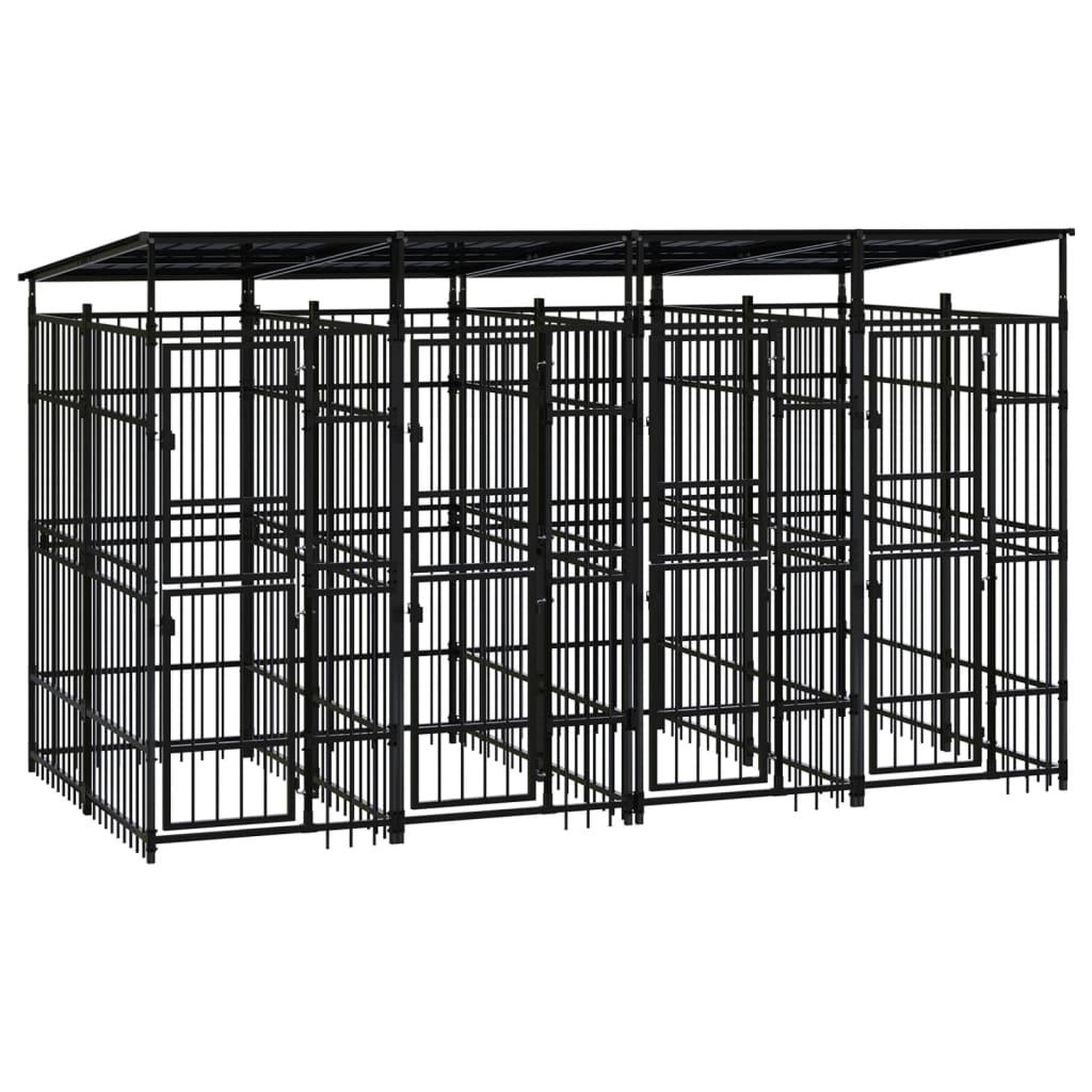 VIDAXL Chenil d'exterieur avec toit pour chiens Acier 7,37 m²