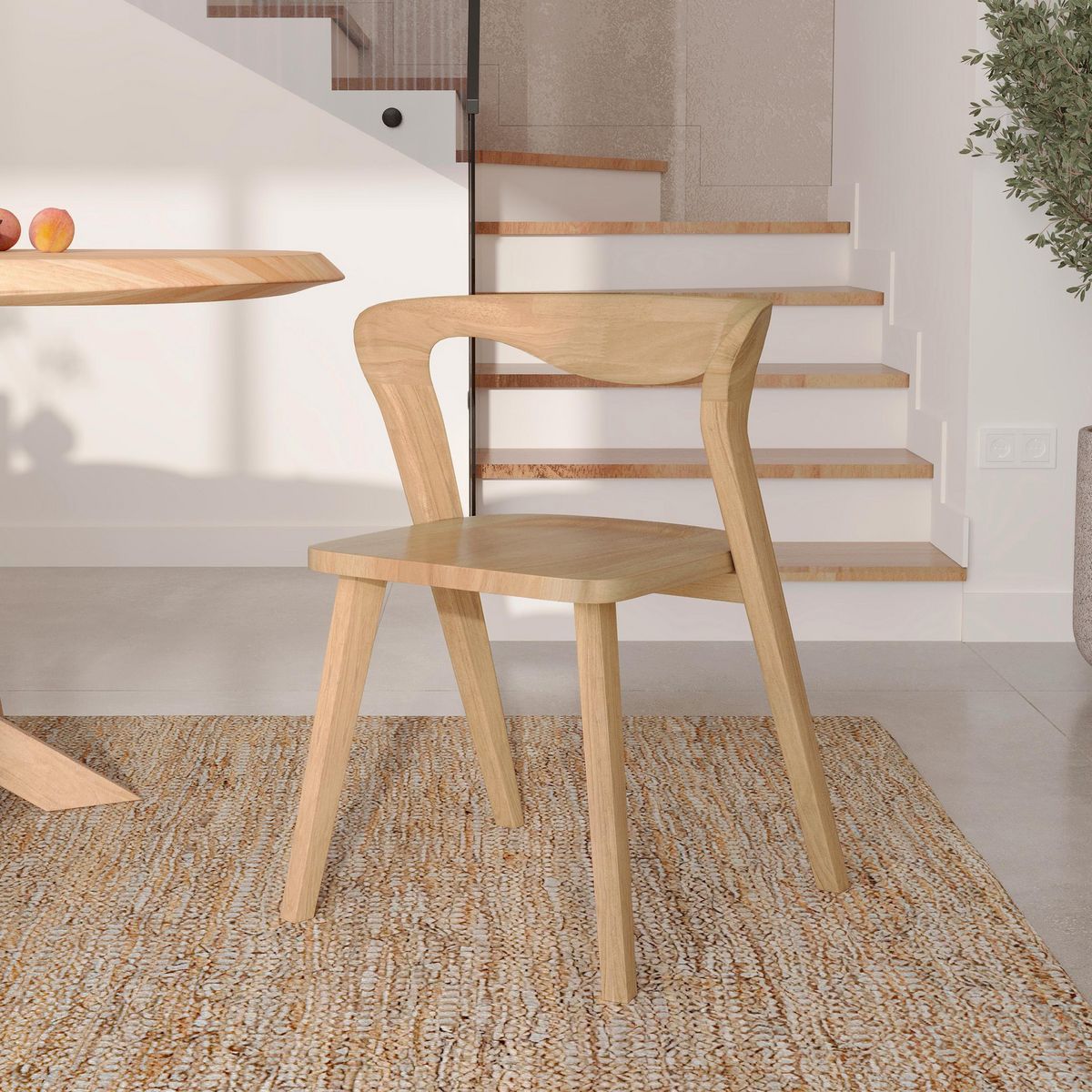 Rendez vous déco Chaise en bois d'hévéa foncé - Vega