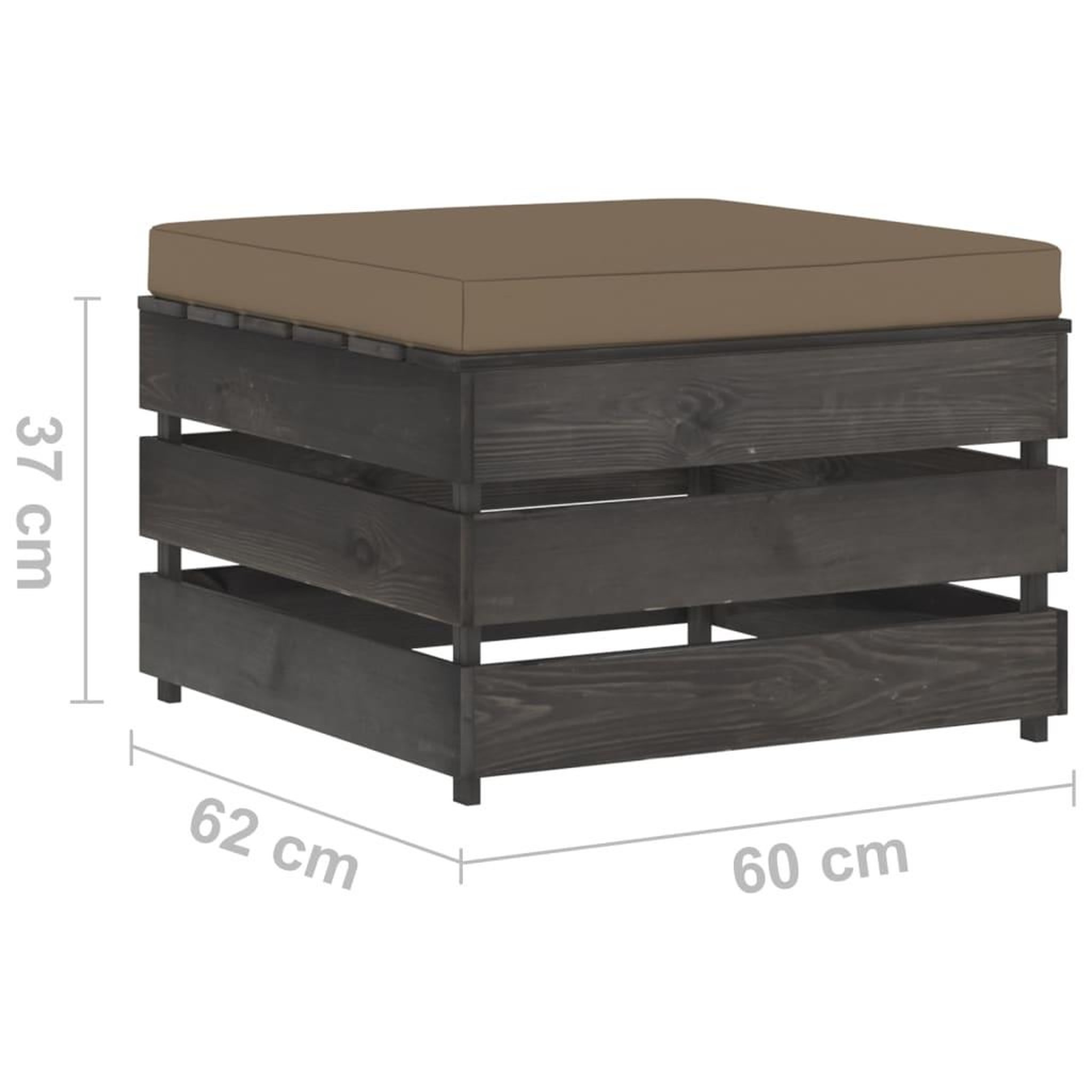 Voir la diapositive 5 : VIDAXL Pouf sectionnel avec coussin Bois impregne de gris