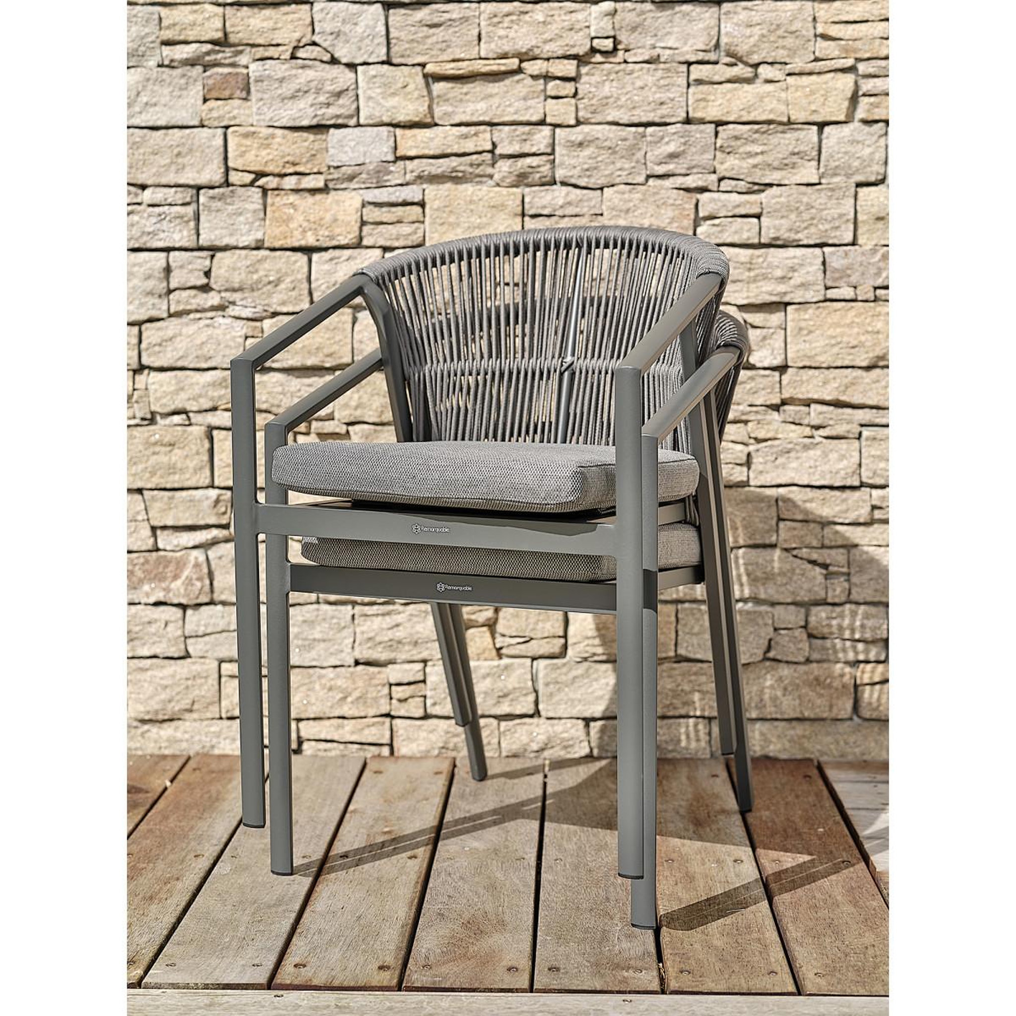 Voir la diapositive 3 : Paris Prix Lot de 2 fauteuils de jardin empilables  gambi  79cm anthracite