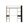 Voir la diapositive 2 : EKIPA Dressing ARTIC avec rideau - L 198 x H 203 cm - 2 colonnes + 2 penderies + 2 tiroirs - Chene Jackson et noir