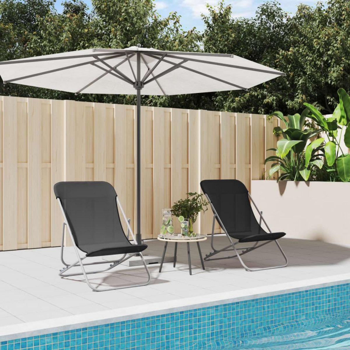 VIDAXL Chaises plage pliantes lot de 2 textilene acier enduit poudre