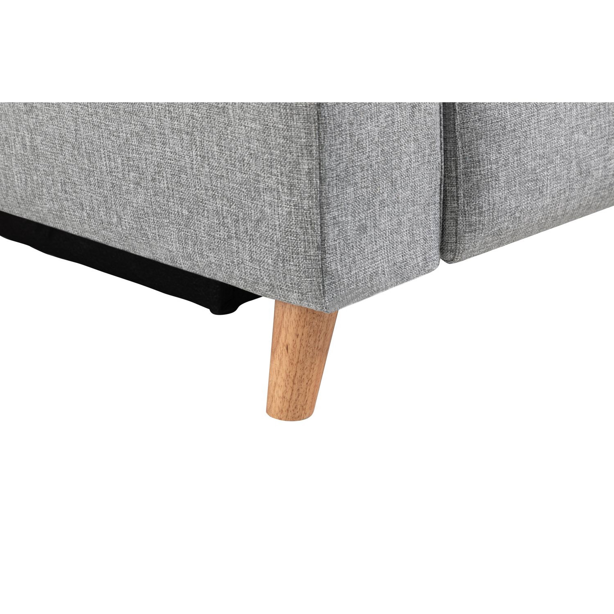 Voir la diapositive 5 : Canapé de relaxation  manuel 2,5 places en tissu coloris gris  et pieds bois hêtre BERKAM