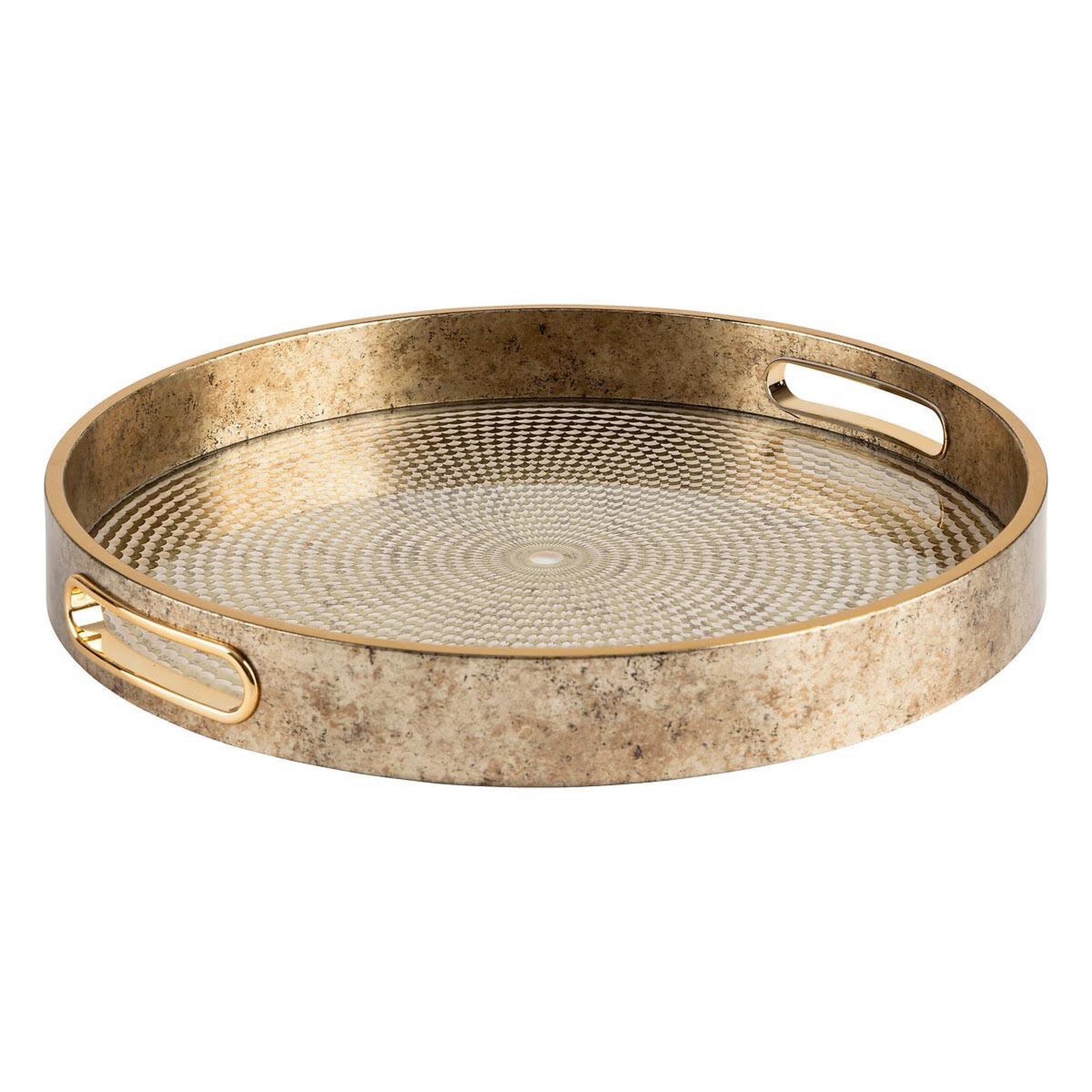 Voir la diapositive 3 : ATMOSPHERA Lot de 2 plateaux déco  elya  35cm or