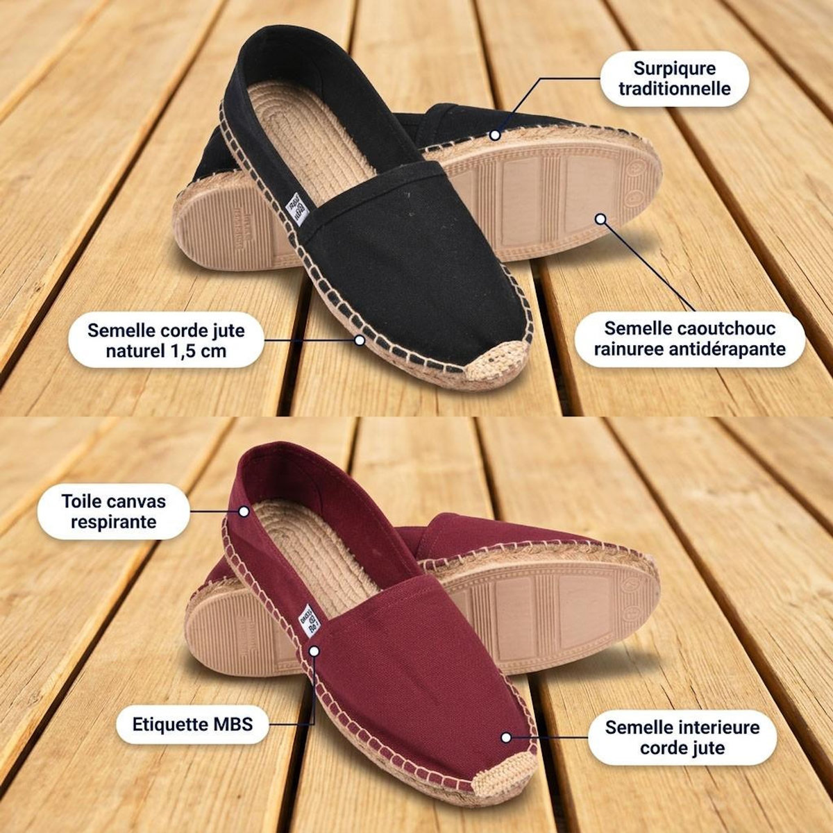 OZABI OZABI Pack 2 Paires Espadrilles Homme Semelle Corde Jute