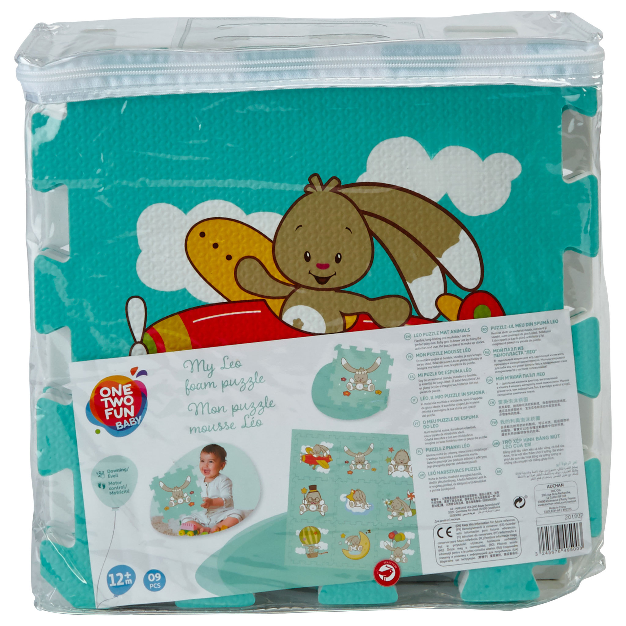 Voir la diapositive 2 : One Two Fun Tapis puzzle Leo le lapin 9 pièces