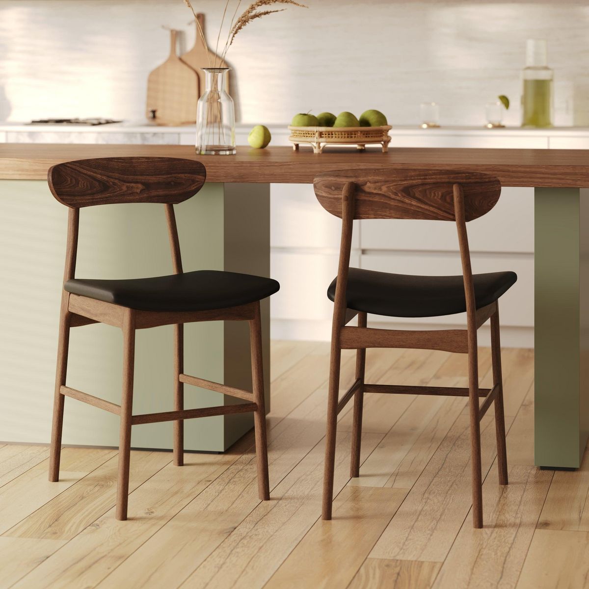 Rendez vous déco Chaise de bar mi-hauteur Lana en tissu et 66 cm (lot de 2)