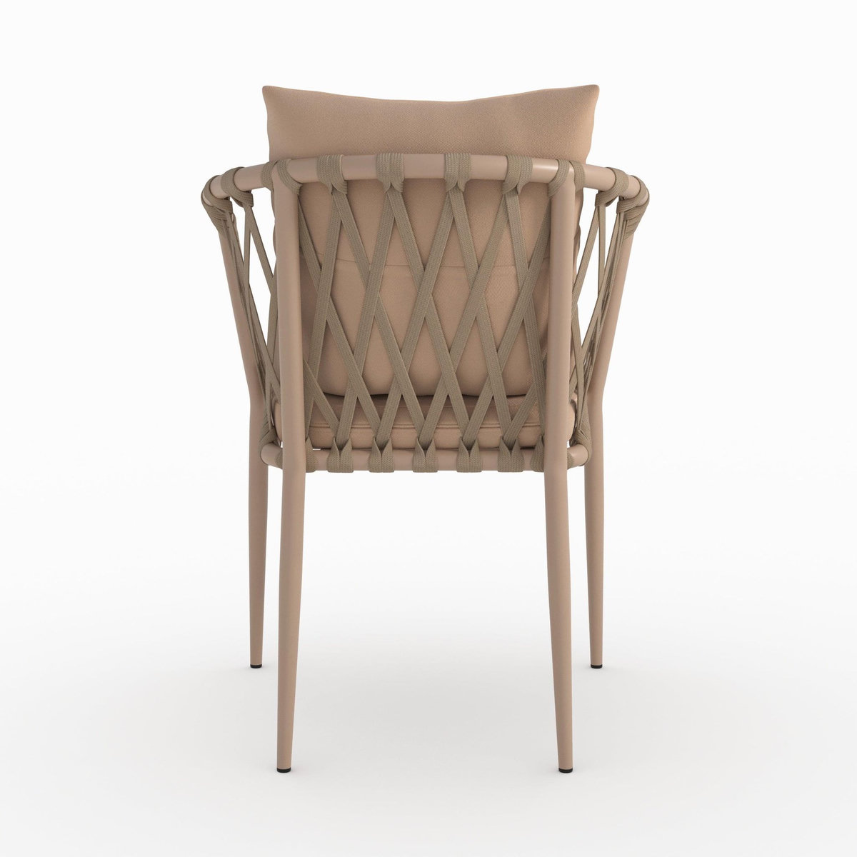 Rendez vous déco Lot de 2 chaises de jardin en métal et tissu taupe-Dulcy