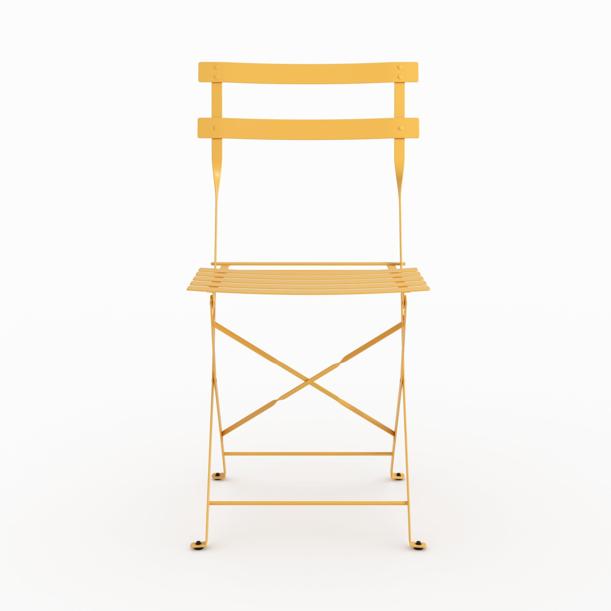 Voir la diapositive 5 : MAISON PAVANE Table ronde et chaises de jardin pliantes 2 places en métal jaune-kayla