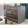 Chambre complète ELOISE : lit bébé à barreaux + commode + plan à langer + armoire coloris taupe