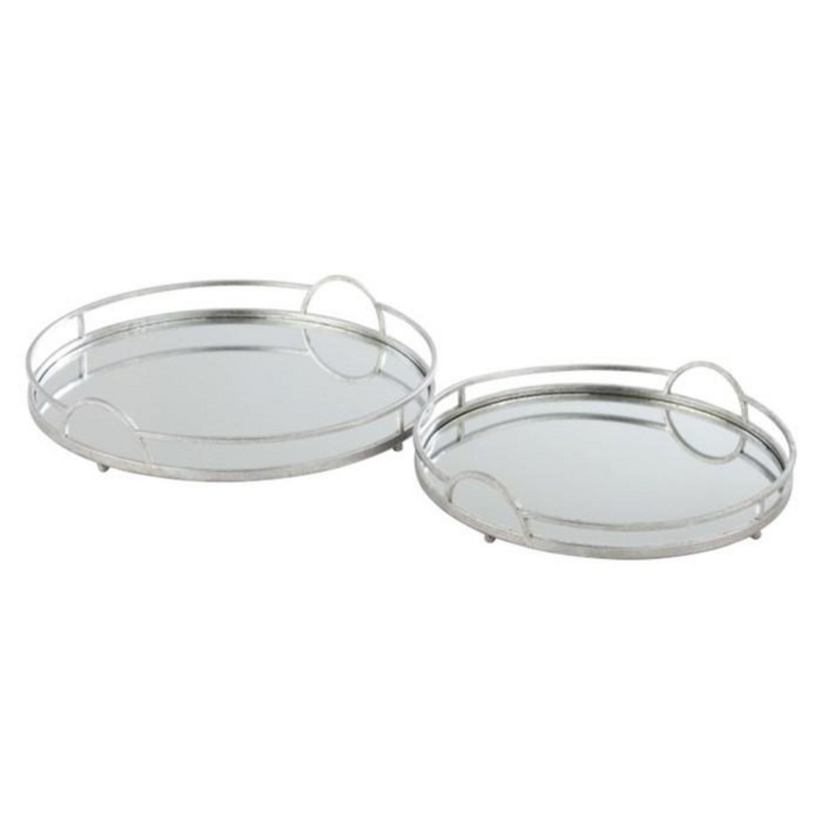 Paris Prix Lot de 2 Plateaux en Métal Miroir  Loa  46cm Argent