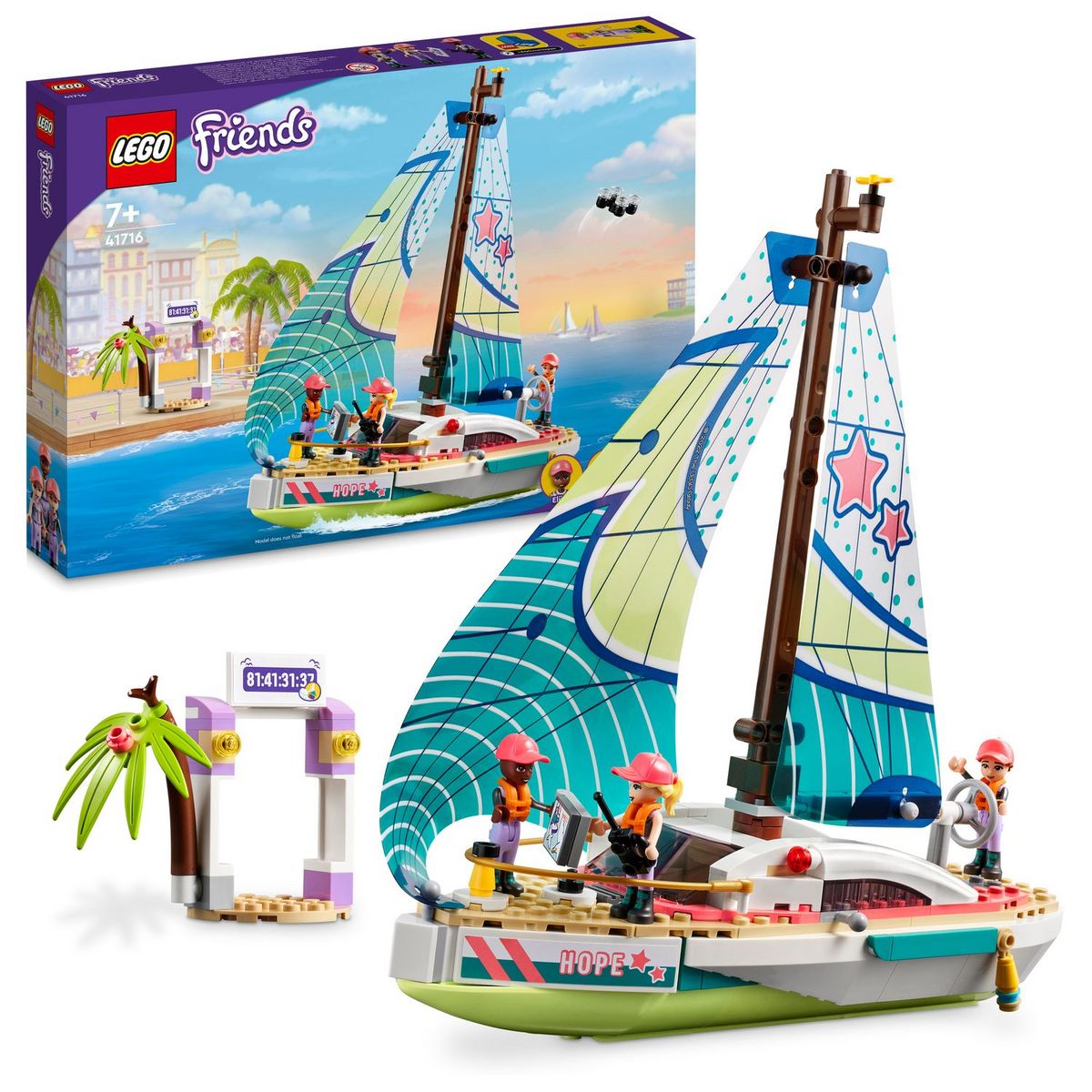 LEGO Friends 41716 L&rsquo;Aventure en Mer de Stéphanie, Jouet de Bateau avec Mini-Poupées