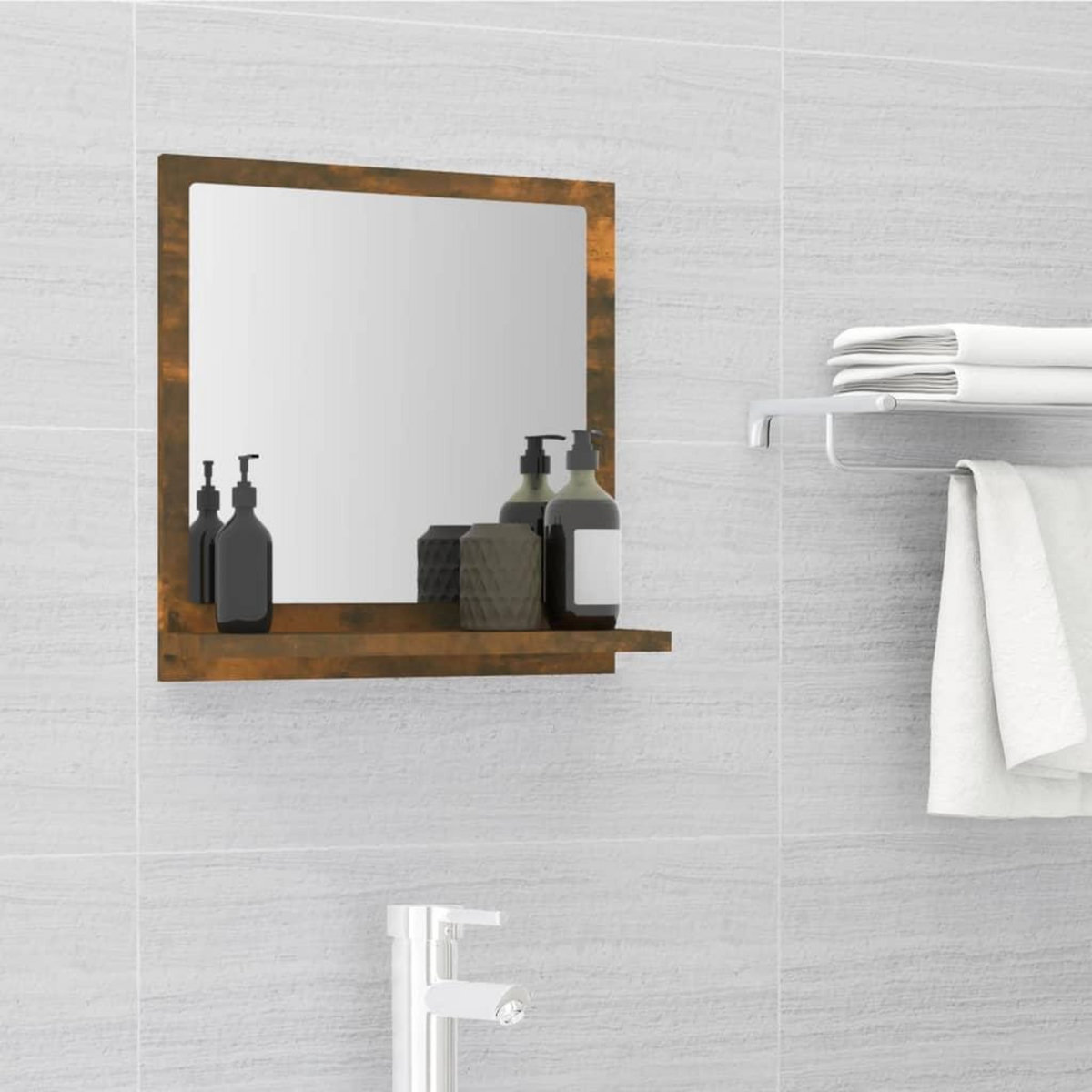 VIDAXL Miroir de bain Chene fume 40x10,5x37 cm Bois d'ingenierie
