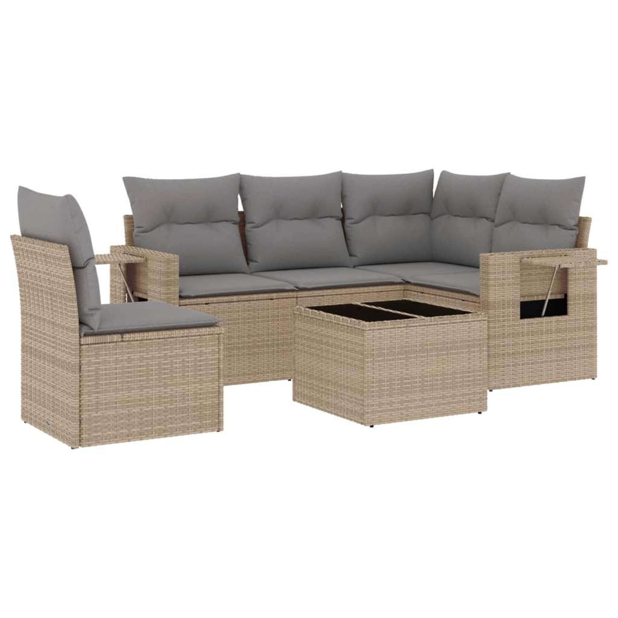Voir la diapositive 2 : VIDAXL Salon de jardin avec coussins 6 pcs beige resine tressee