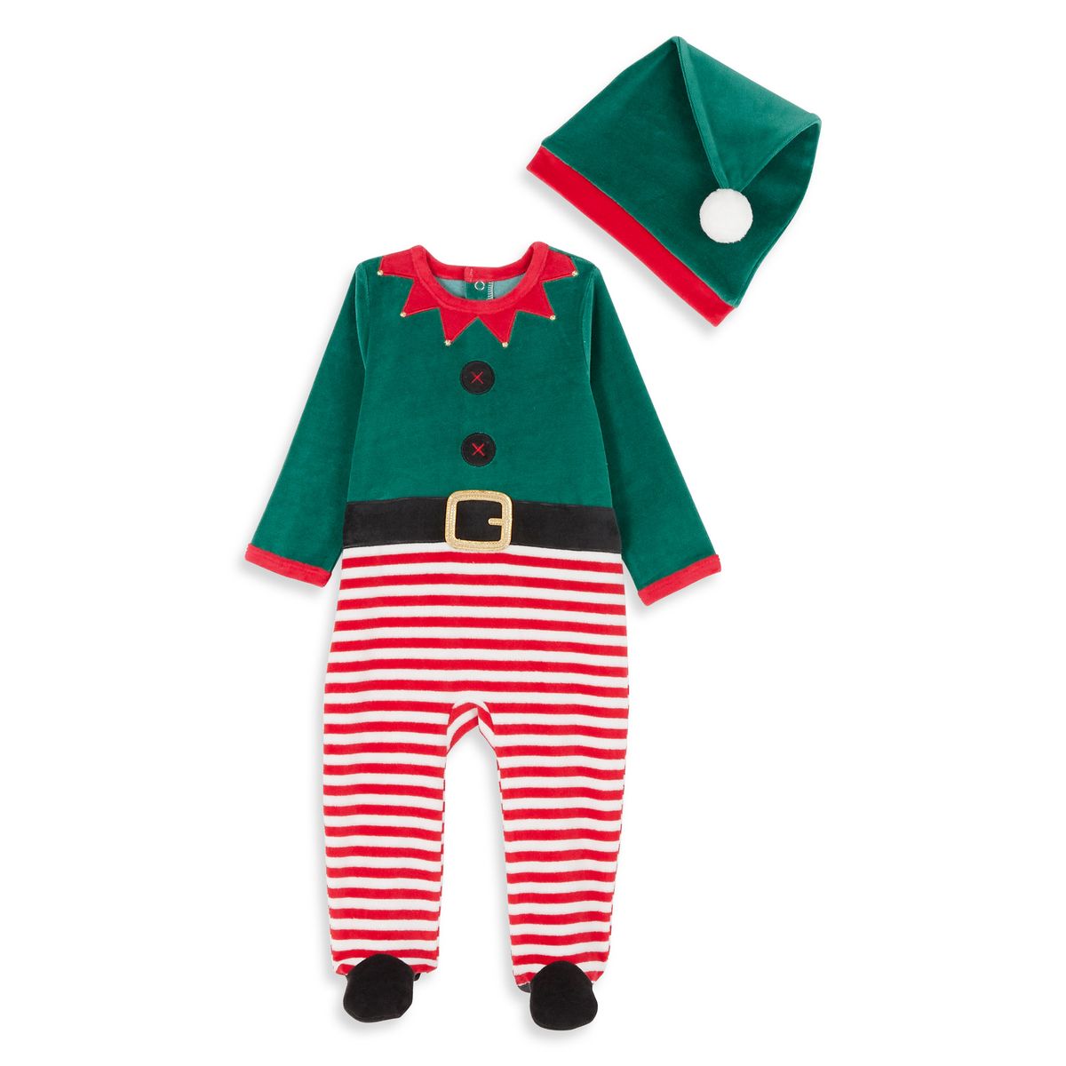 INEXTENSO Dors bien Noël avec bonnet en velours lutin bébé 