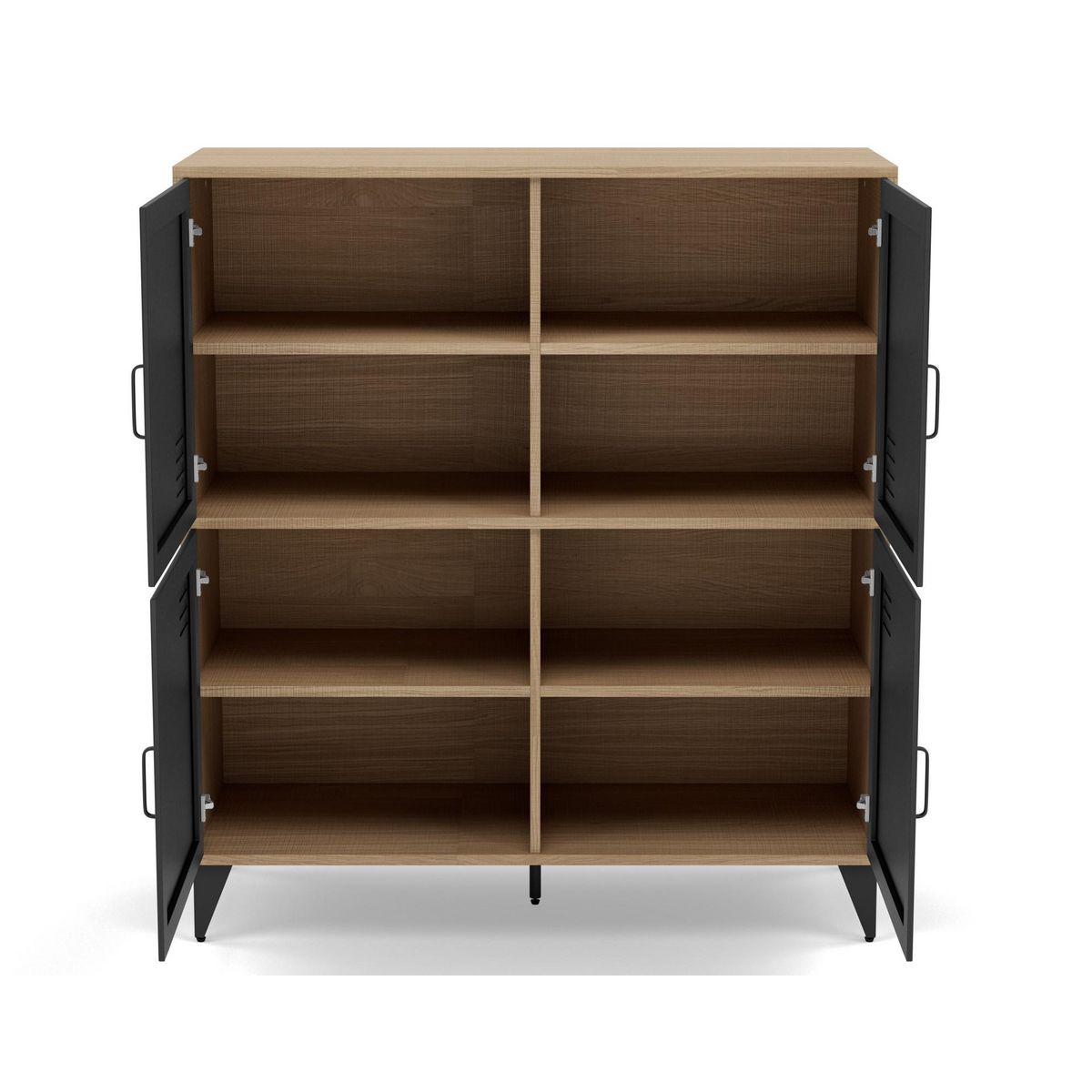 BEST MOBILIER Tribeca - buffet haut - effet bois et métal noir - 100x112 cm