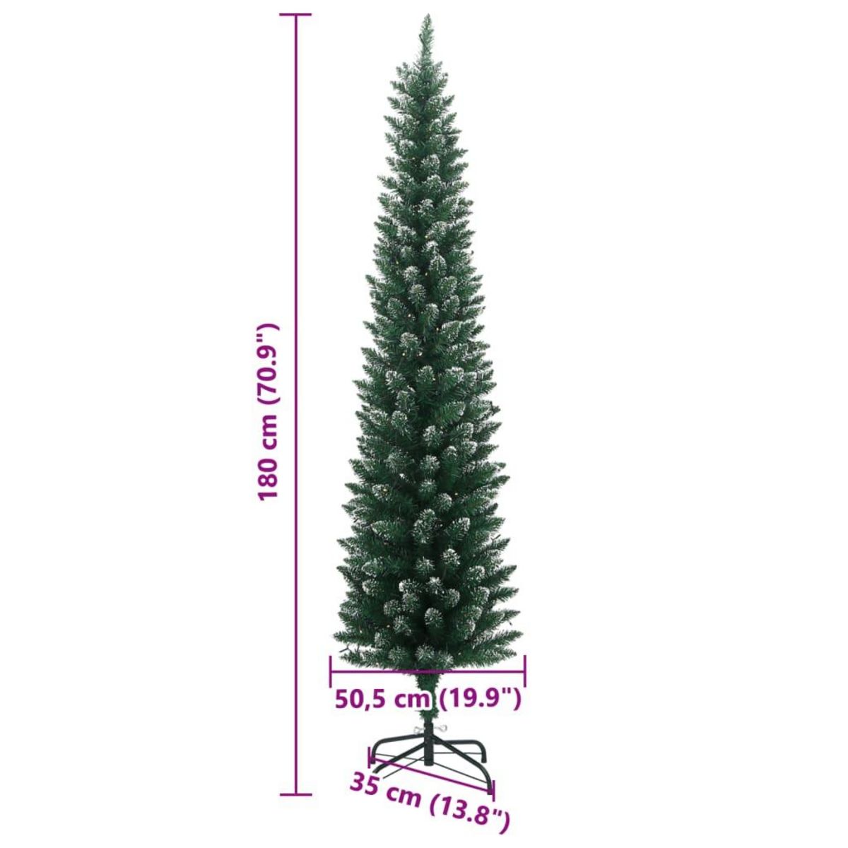 VIDAXL Sapin de Noël artificiel mince 300 LED 180 cm