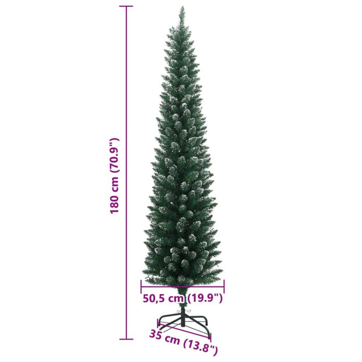 VIDAXL Sapin de Noël artificiel mince 300 LED 180 cm