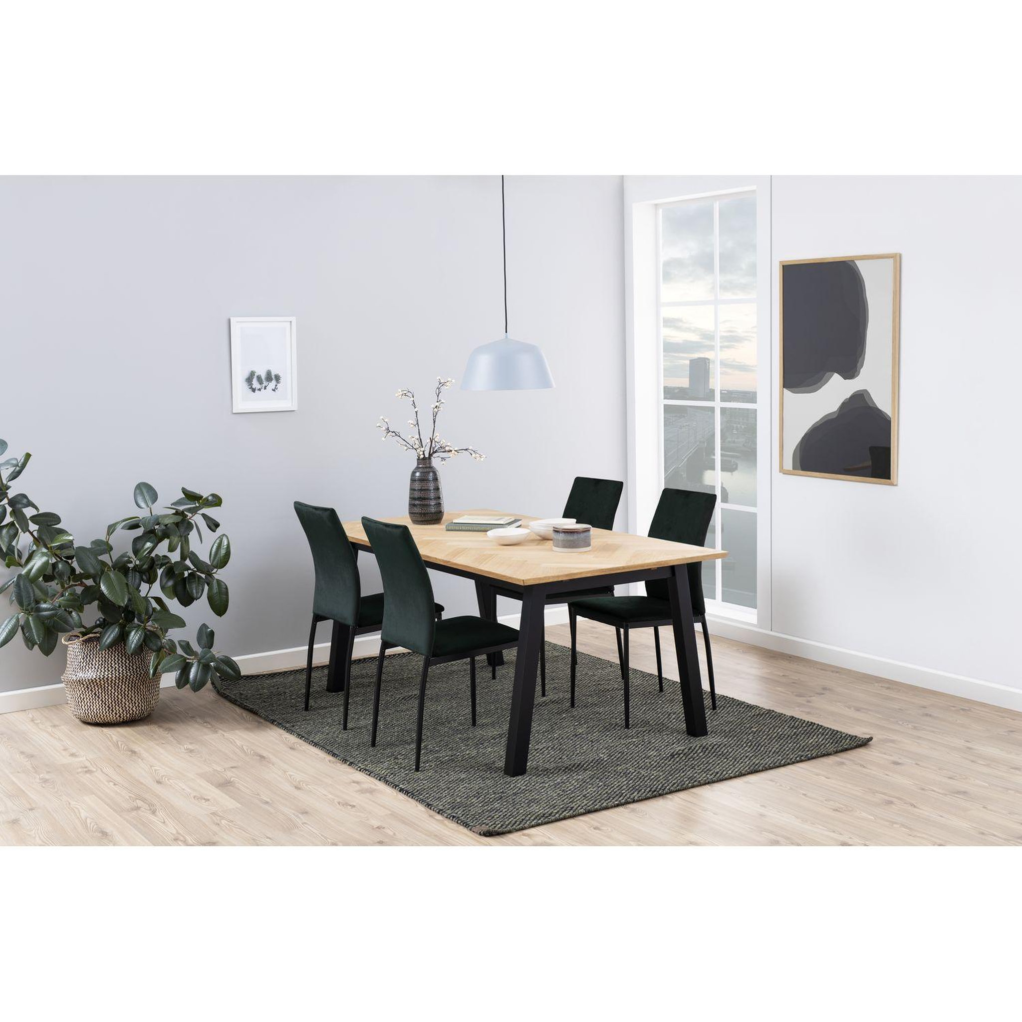 Voir la diapositive 2 : TOILINUX Lot de 4 Chaises de salle à manger Julia en tissu et métal