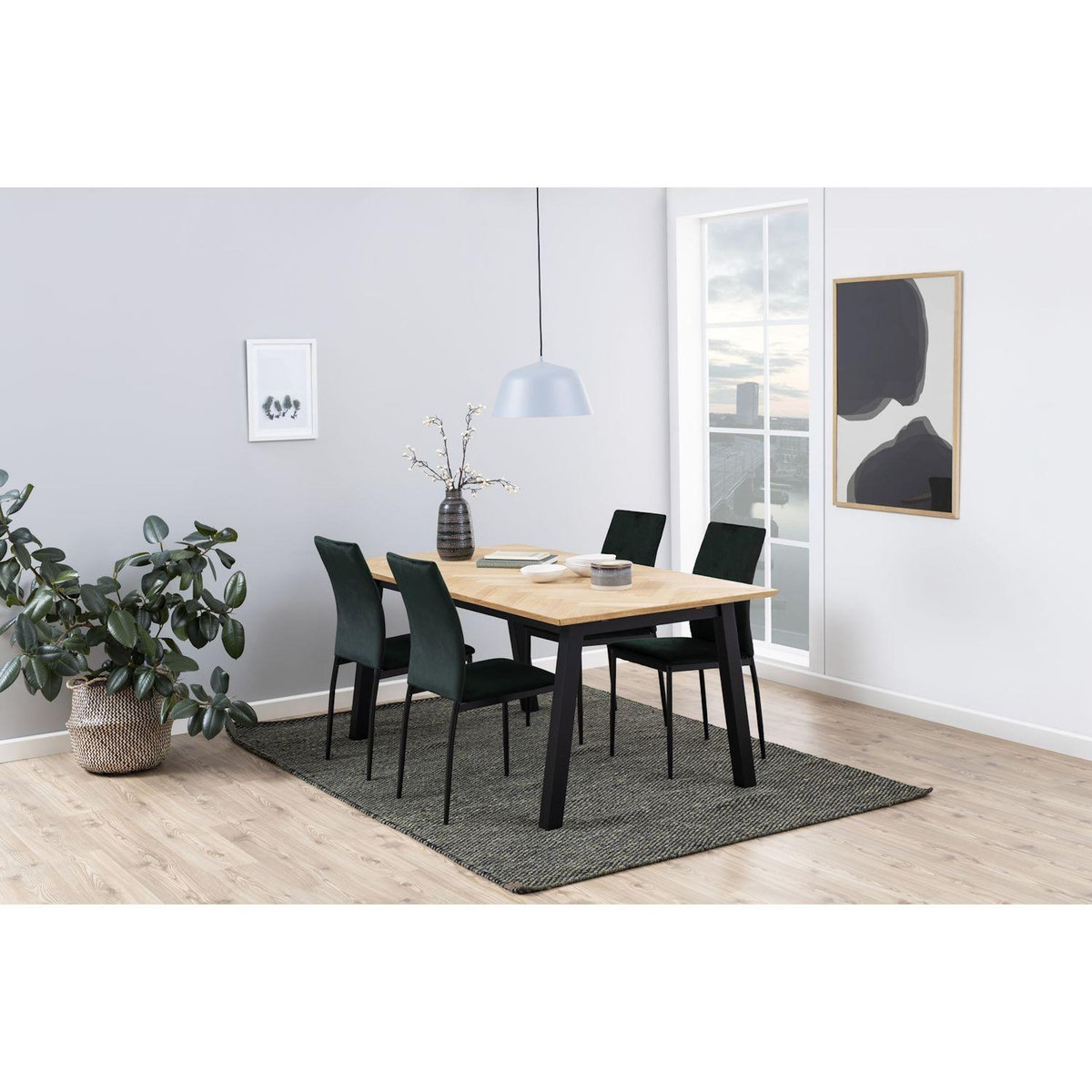 TOILINUX Lot de 4 Chaises de salle à manger Julia en tissu et métal