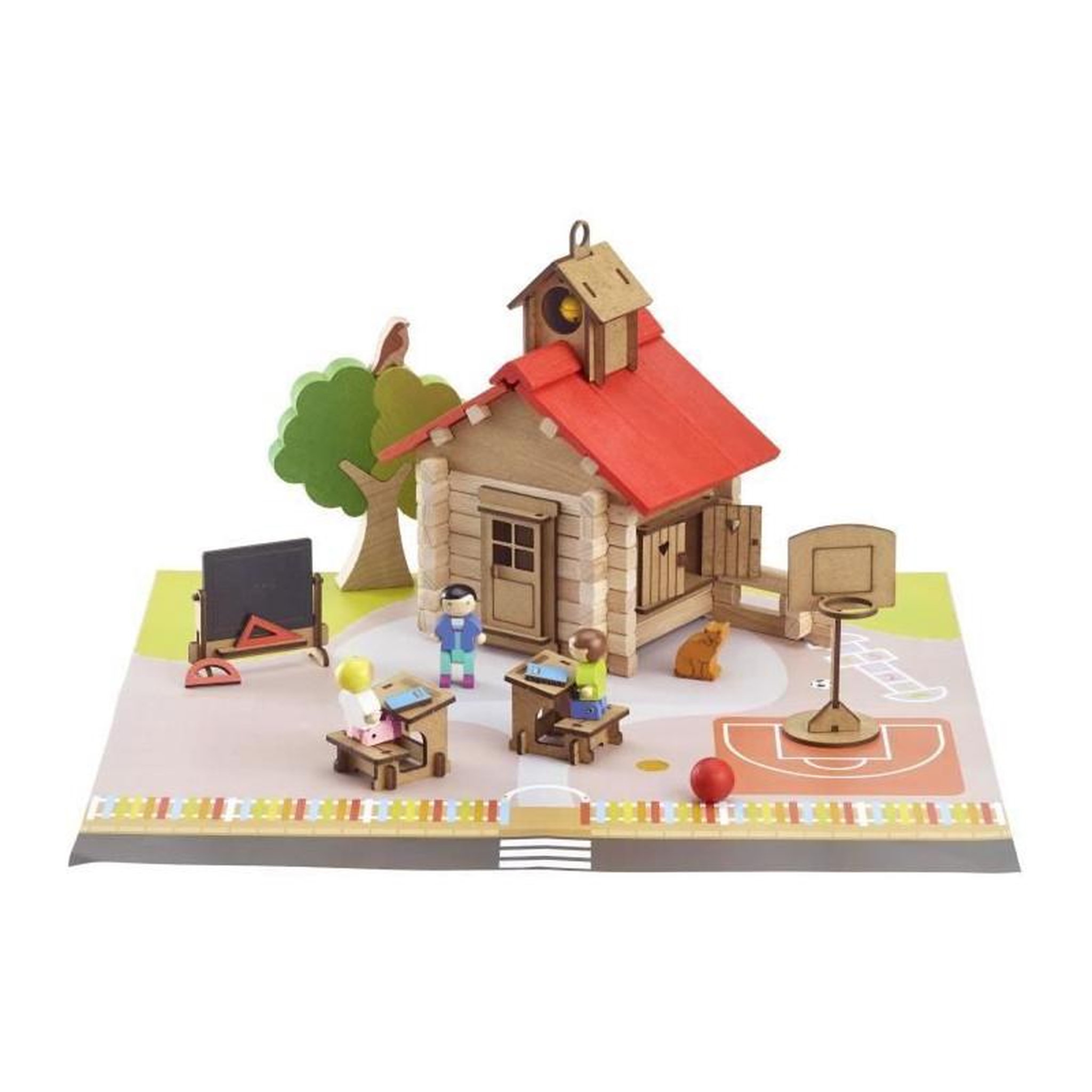 Voir la diapositive 2 : JeuJura L'école du village - Jeu de construction - JEUJURA - 125 pieces
