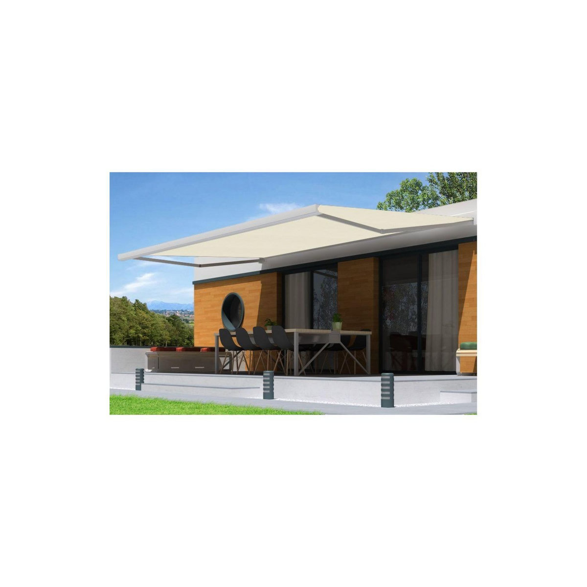 SUNSTYL Store motorisé avec Led NINA Coffre intégral blanc 