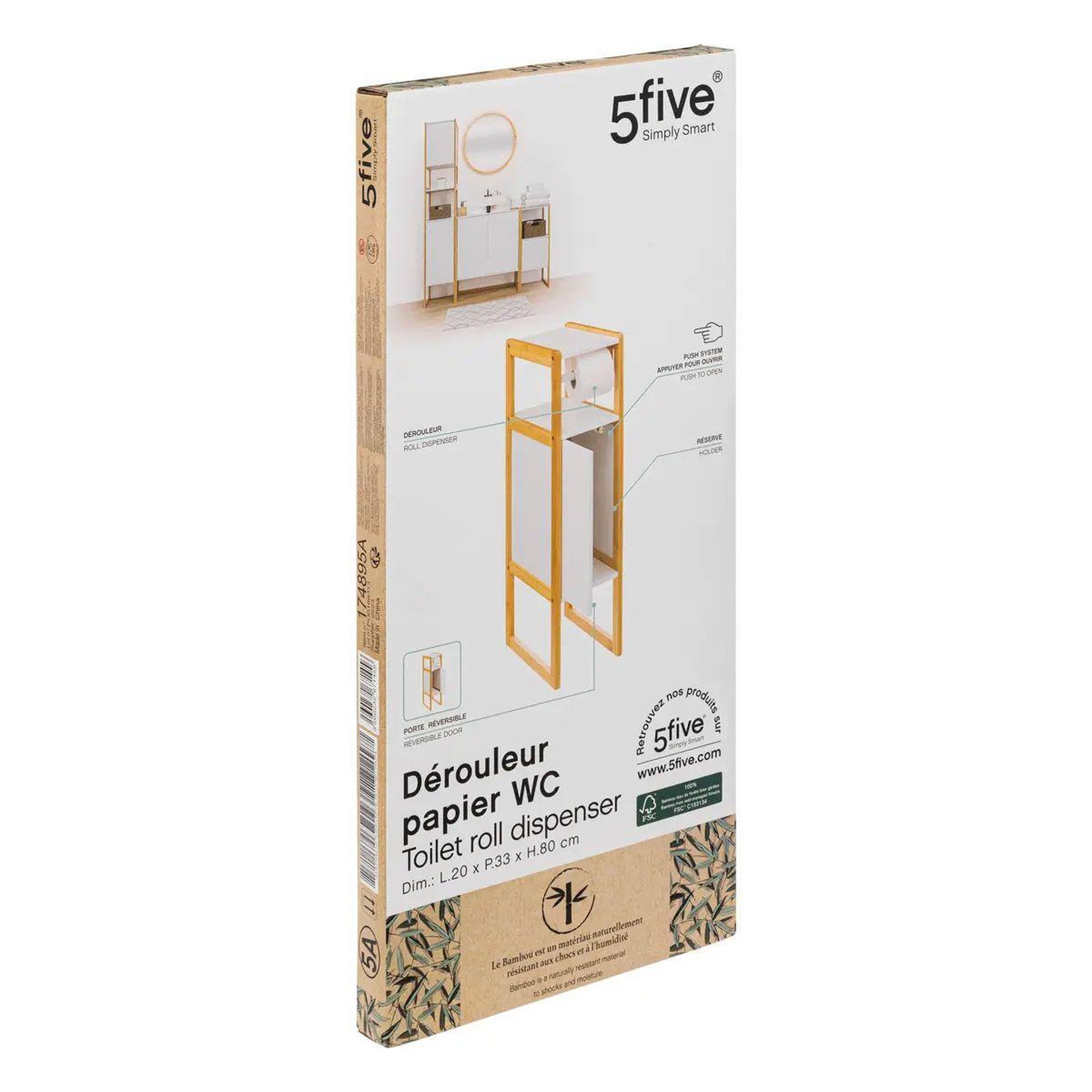 Voir la diapositive 5 : FIVE Dérouleur papier wc  natureo  80cm blanc