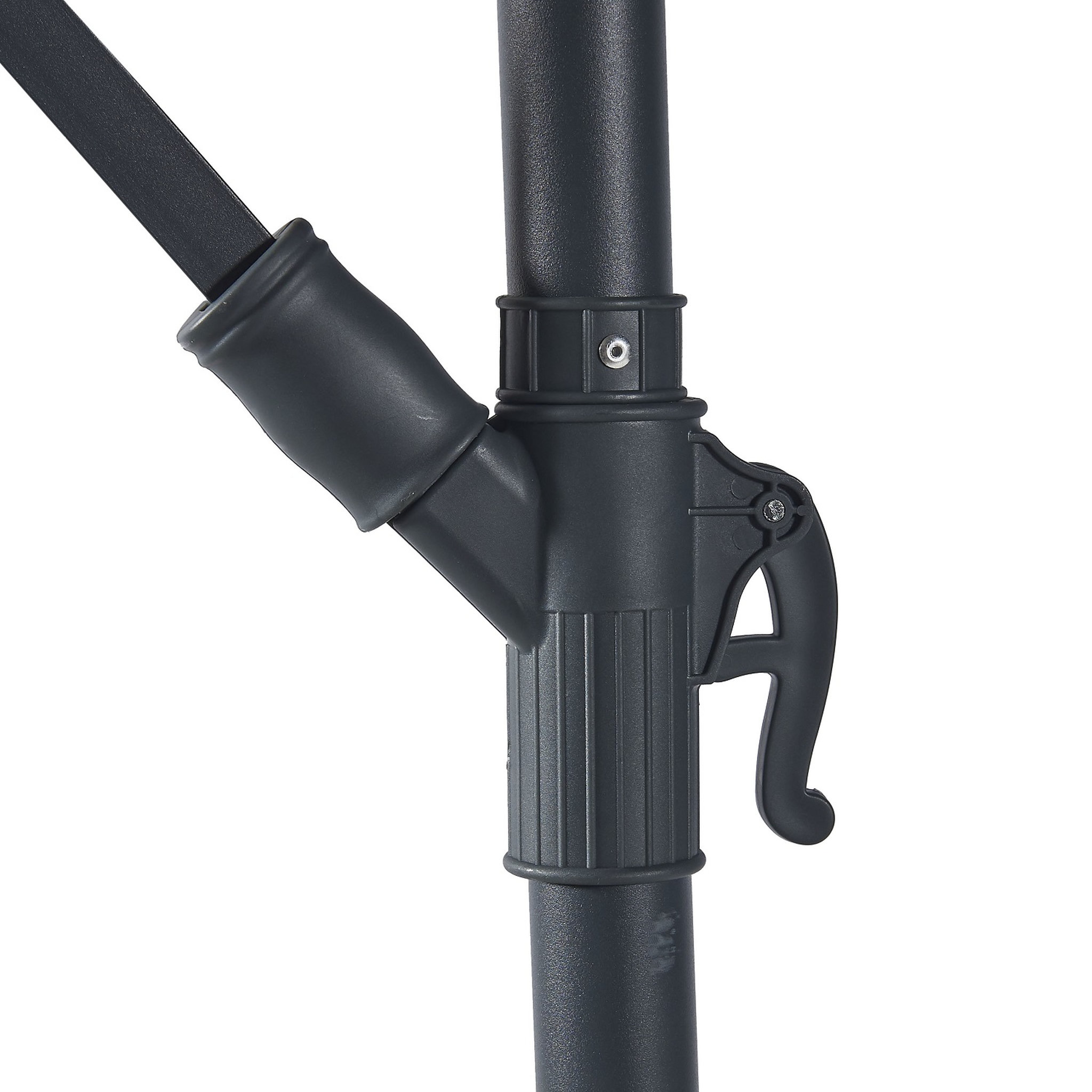 Voir la diapositive 4 : GARDENSTAR Parasol déporté rond D3 x H2.45 m gris bleuté  LEA
