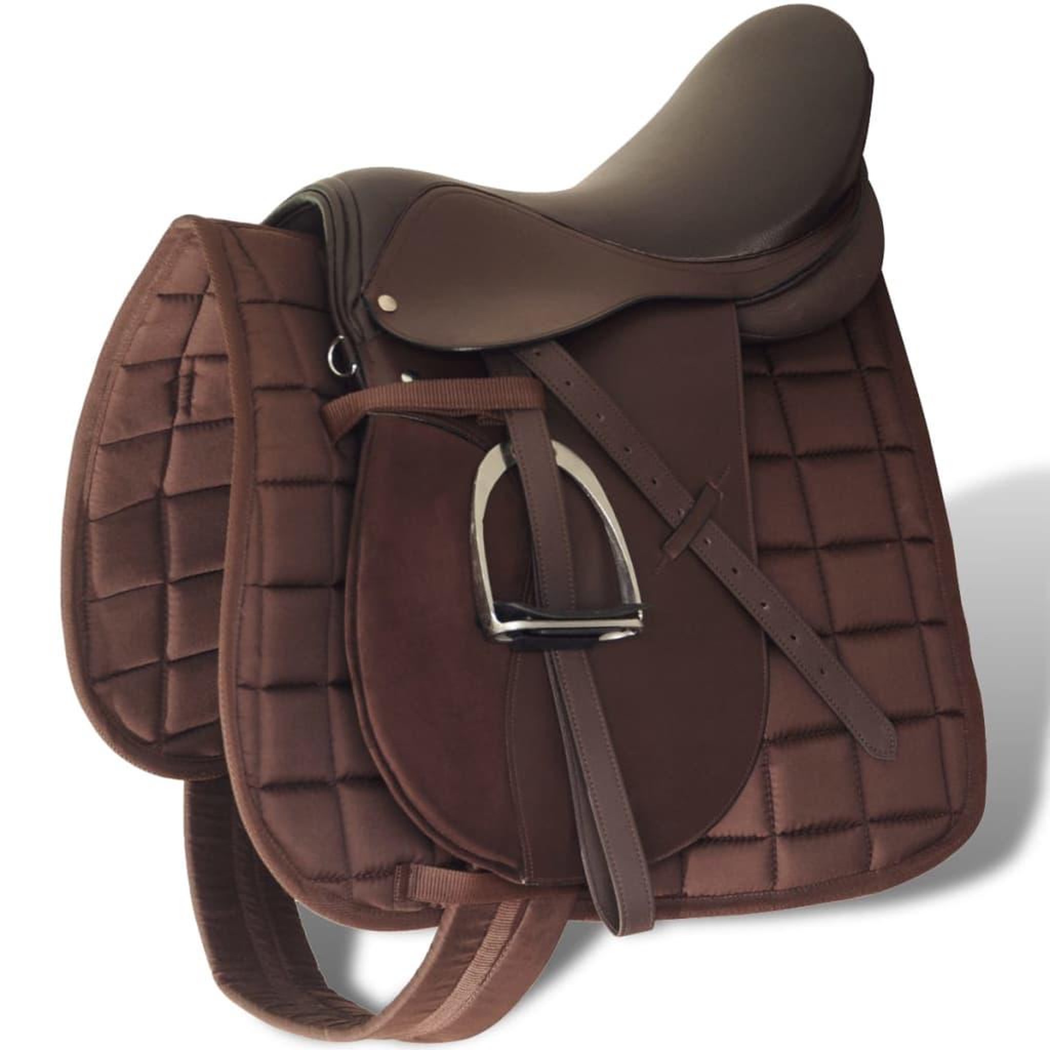 VIDAXL Set de selle equitation 16  en cuir veritable 14 cm 5 en 1 brun