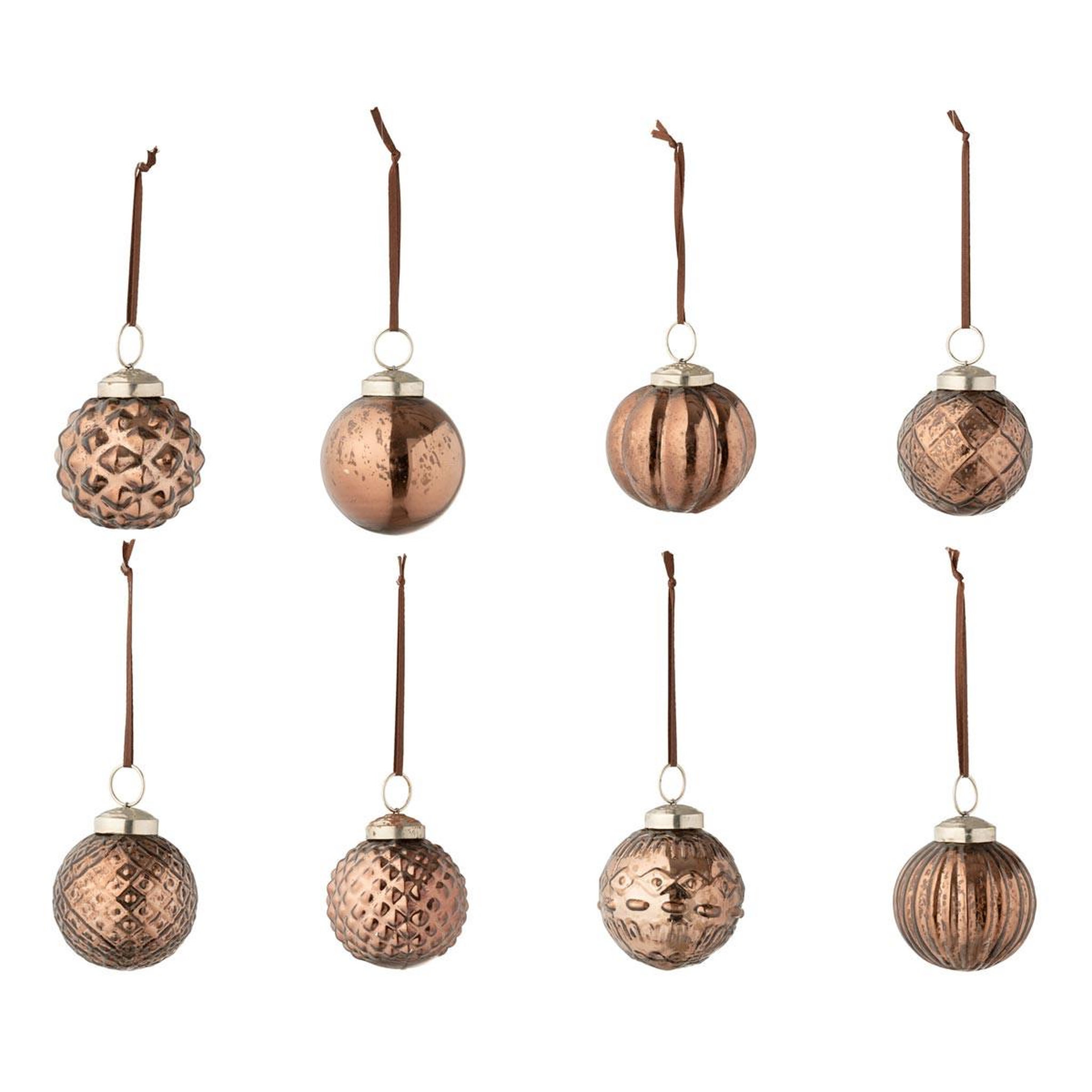 J-LINE Lot de 40 boules de noël  8 motifs  6cm marron