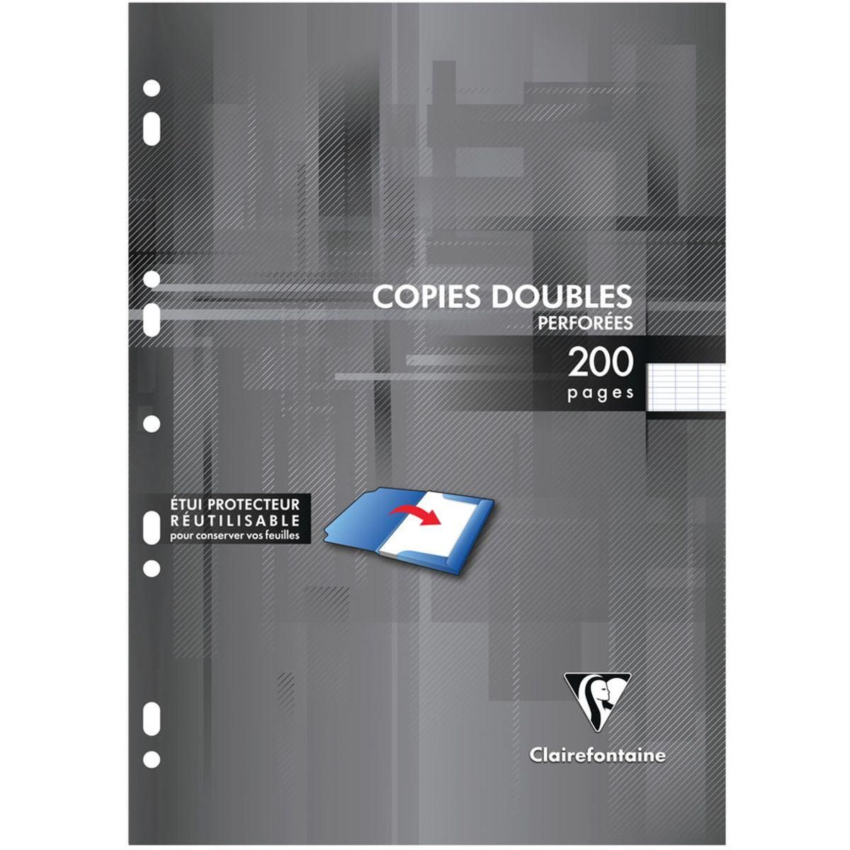 CLAIREFONTAINE Copies doubles 200 pages 21x29,7cm grands carreaux Seyes perforées