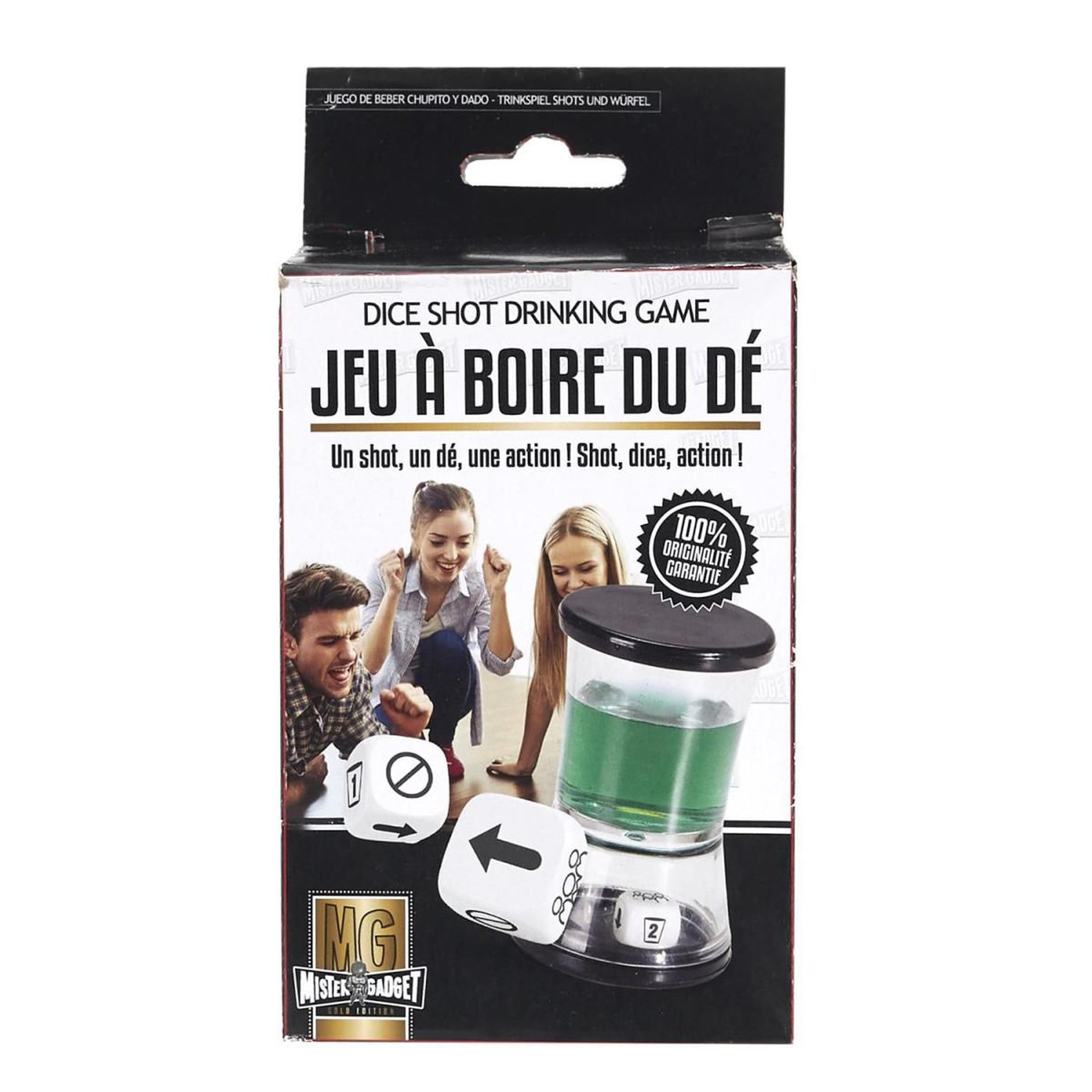 Voir la diapositive 2 : MISTER GADGET Jeu à boire  shooter & dé  7cm transparent