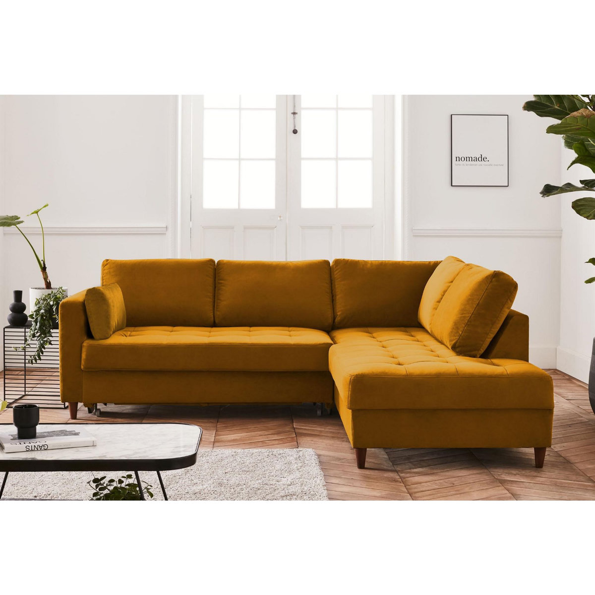 LISA DESIGN Anna - canapé d'angle droit - 5 places - convertible - en velours