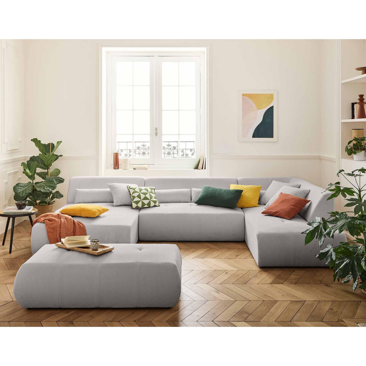 LISA DESIGN Onyx - pouf d'appoint - en velours côtelé