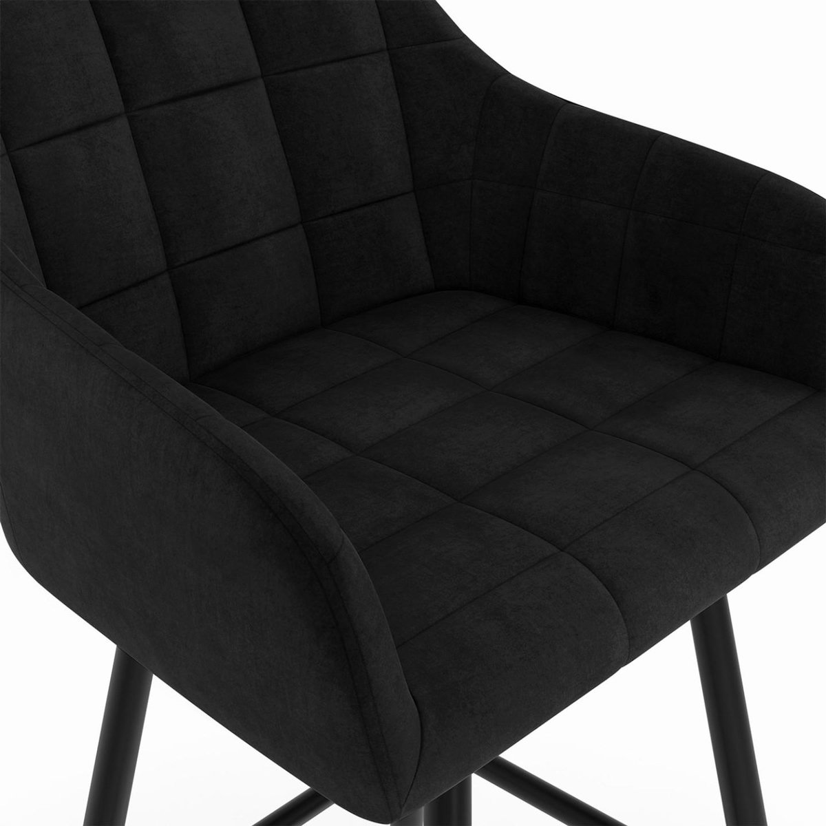 ID MARKET Lot de 4 tabourets de bar MADY avec accoudoirs en velours noir