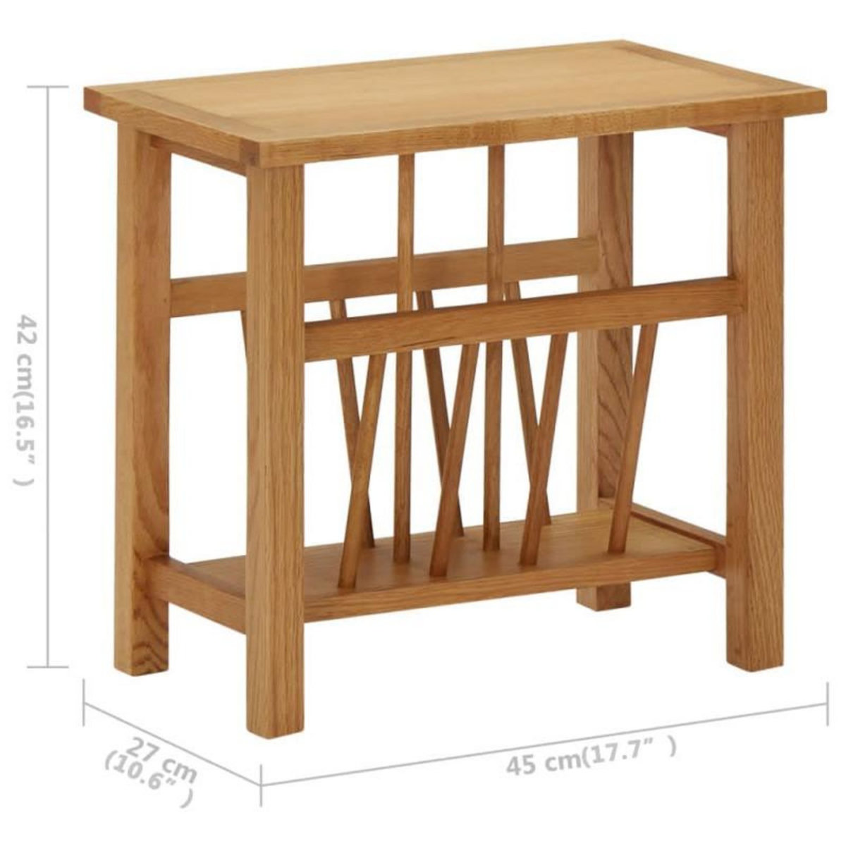 VIDAXL Table à revues 45x27x42 cm Bois de chêne solide