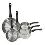 Voir la diapositive 1 : Fackelmann Set 3 poêles 20 24 et 28 cm et 3 casseroles 12 16 et 20 cm en inox Fackelmann Geneva