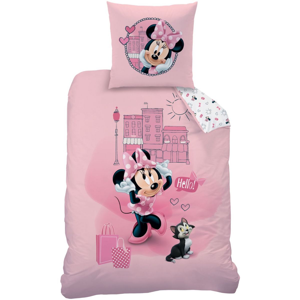 MINNIE Parure housse de couette enfant en coton 57 fils imprimée MINNIE DOWNTOWN 