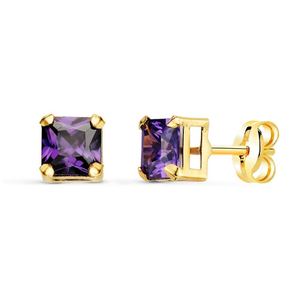 L'ATELIER D'AZUR Boucles d'Oreilles Or 18 Carats 750 - Zirconiums Améthyste
