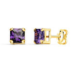 L'ATELIER D'AZUR Boucles d'Oreilles Or 18 Carats 750 - Zirconiums Améthyste