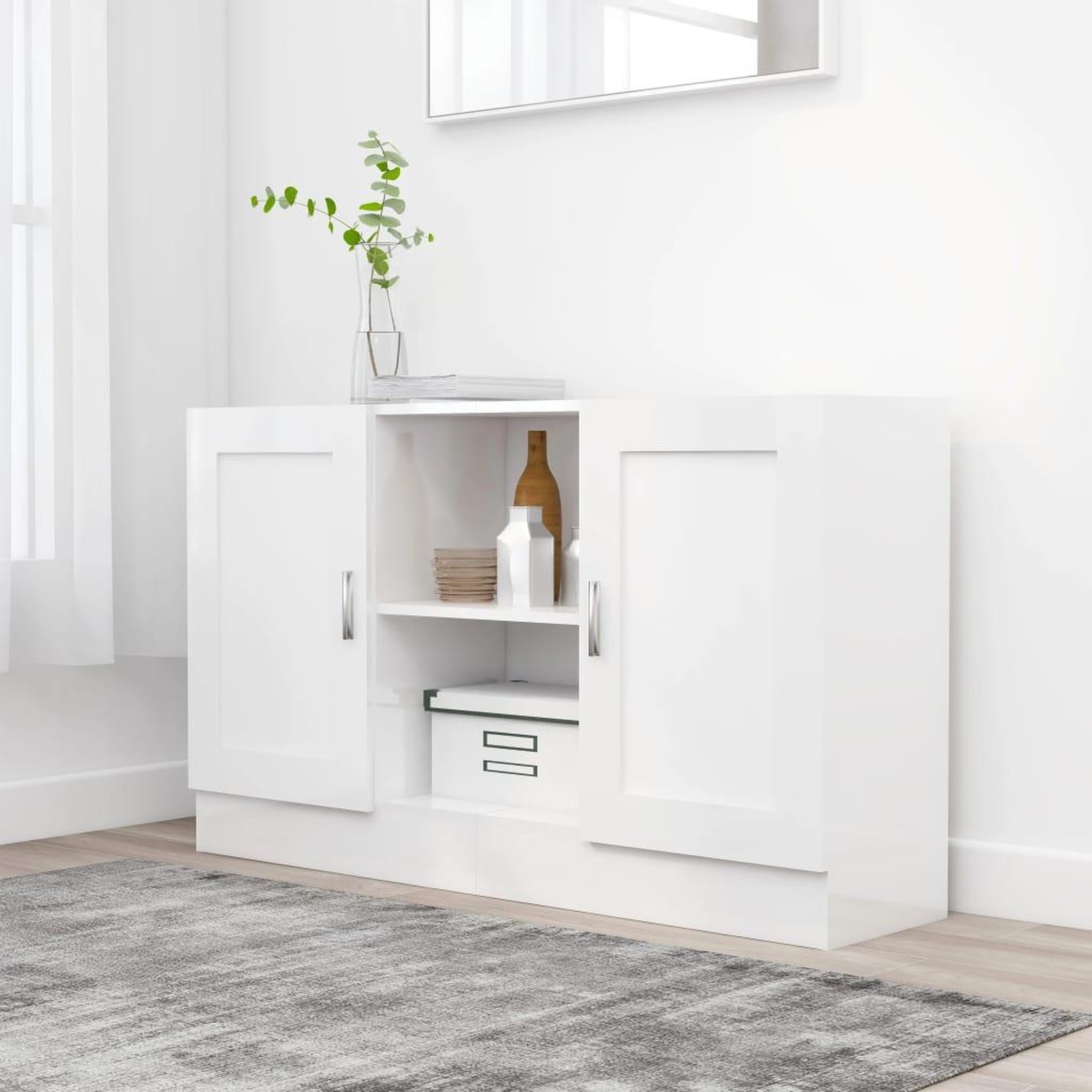 Voir la diapositive 1 : VIDAXL Buffet Blanc 120x30,5x70 cm Bois d'ingenierie