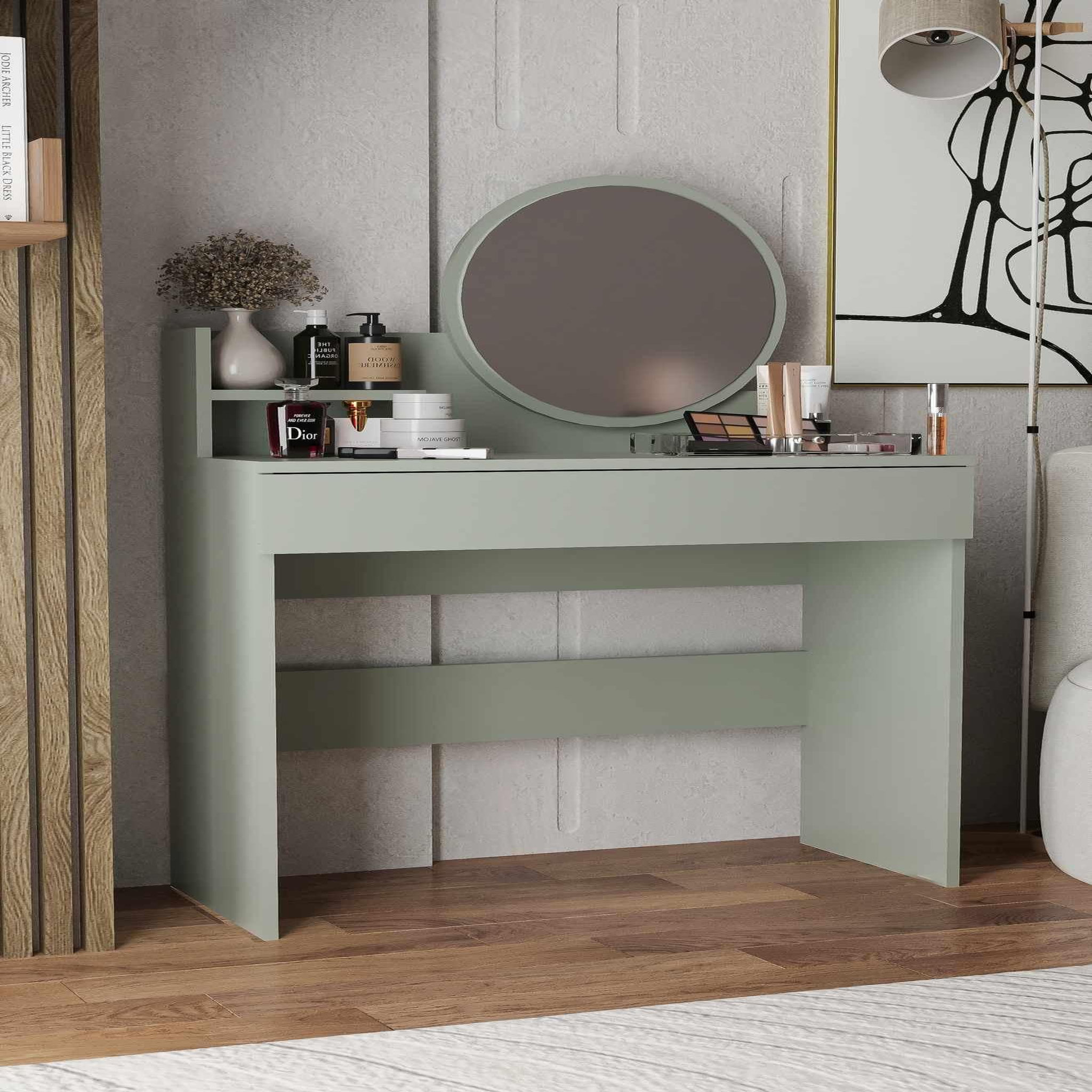 Voir la diapositive 4 : Habitat et Jardin Coiffeuse avec miroir en bois  Harmony Mini Round  - 90 x 40 x 133 cm - Vert