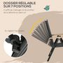 Voir la diapositive 4 : OUTSUNNY Ensemble table de jardin 6 personnes - chaises pliables inclinables accoudoirs - alu textilène noir plastique effet bois