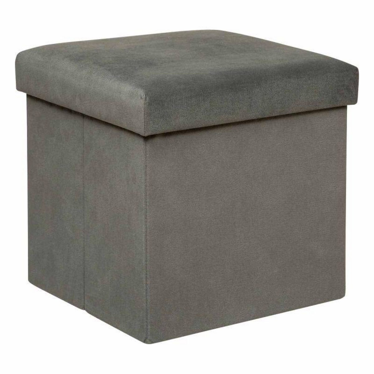  Pouf Coffre Pliable en Velours  Lilou  38cm Gris