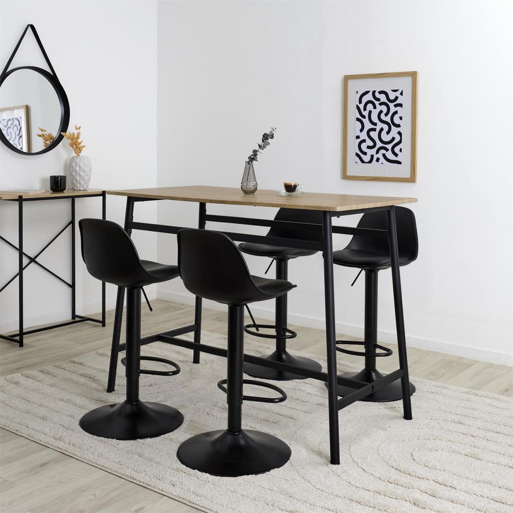 Voir la diapositive 4 : The Home Deco Factory Table Haute Mange Debout  Loka  116cm Naturel