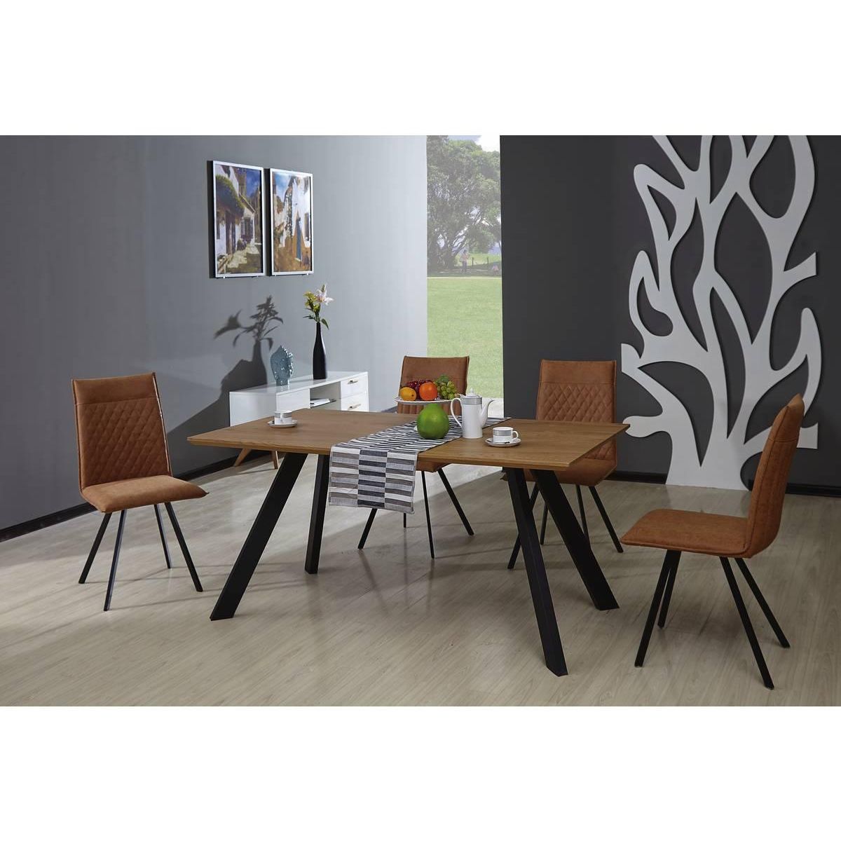 Habitat et Jardin Table repas  Manhattan  Chêne / Noir - 160 x 90 x 75,5 cm